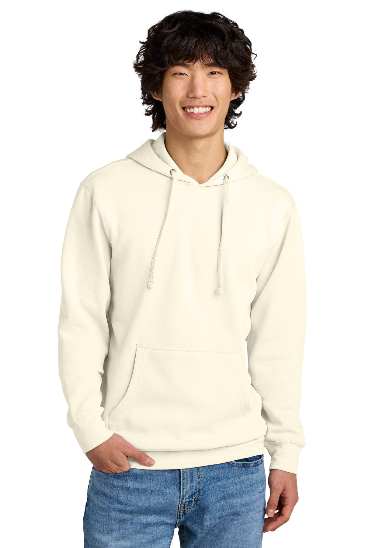 District DT6100 Blank Fleece Hoodie in Gardenia