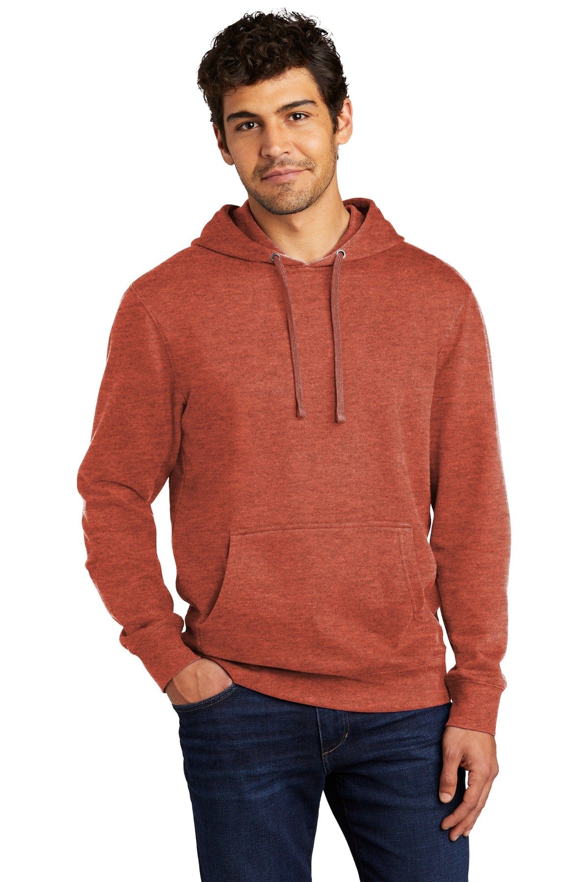District DT6100 Blank Fleece Hoodie in Heathered Russet