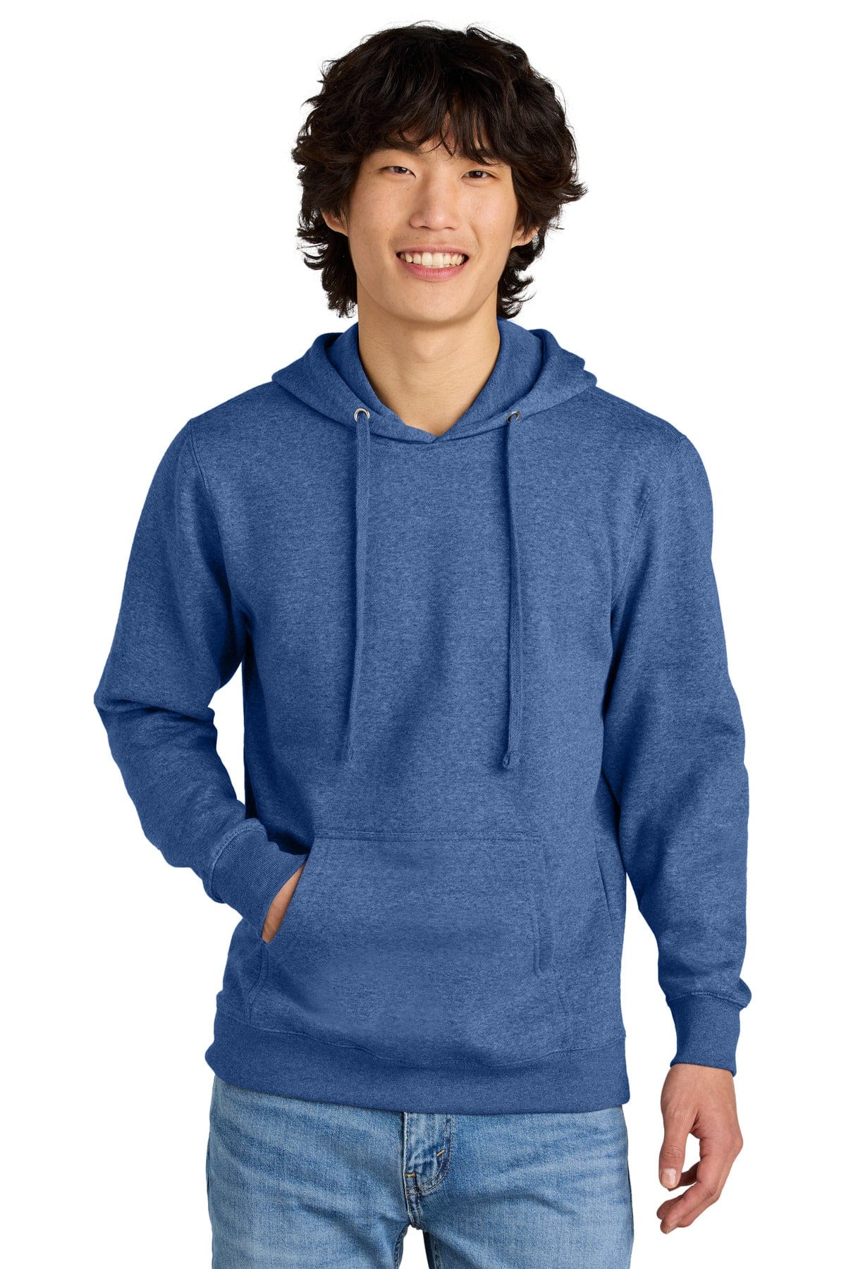 District DT6100 Blank Fleece Hoodie in Royal Frost