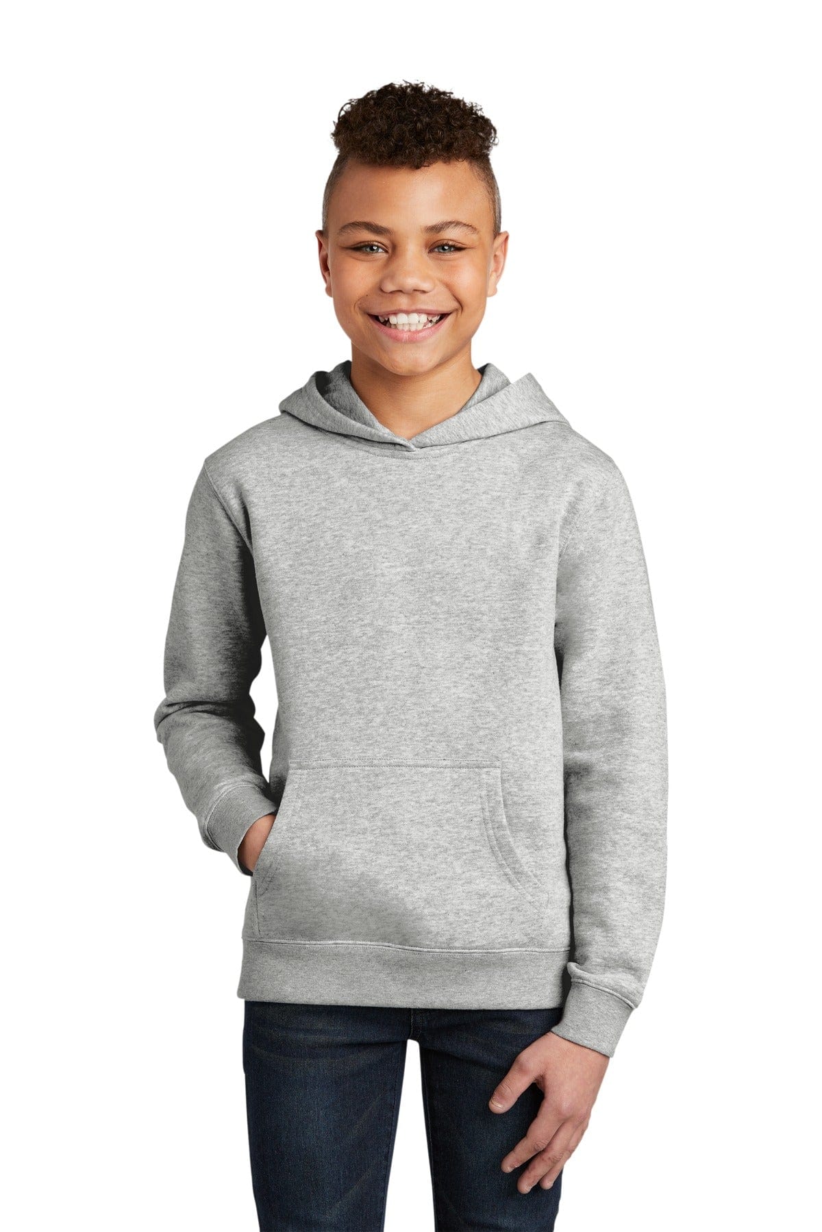 District DT6100Y V.I.T. Kids Hoodie in Light Heather Grey