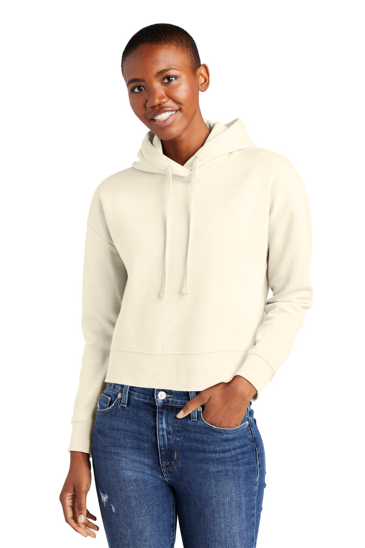 District DT6101 Women's V.I.T. Fleece Hoodie in Gardenia