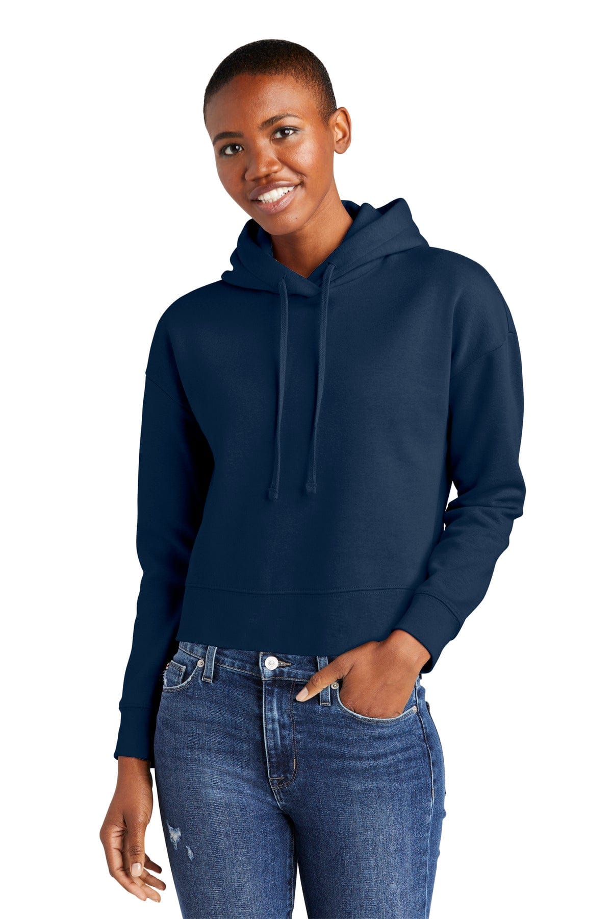 District DT6101 Women's V.I.T. Fleece Hoodie in New Navy