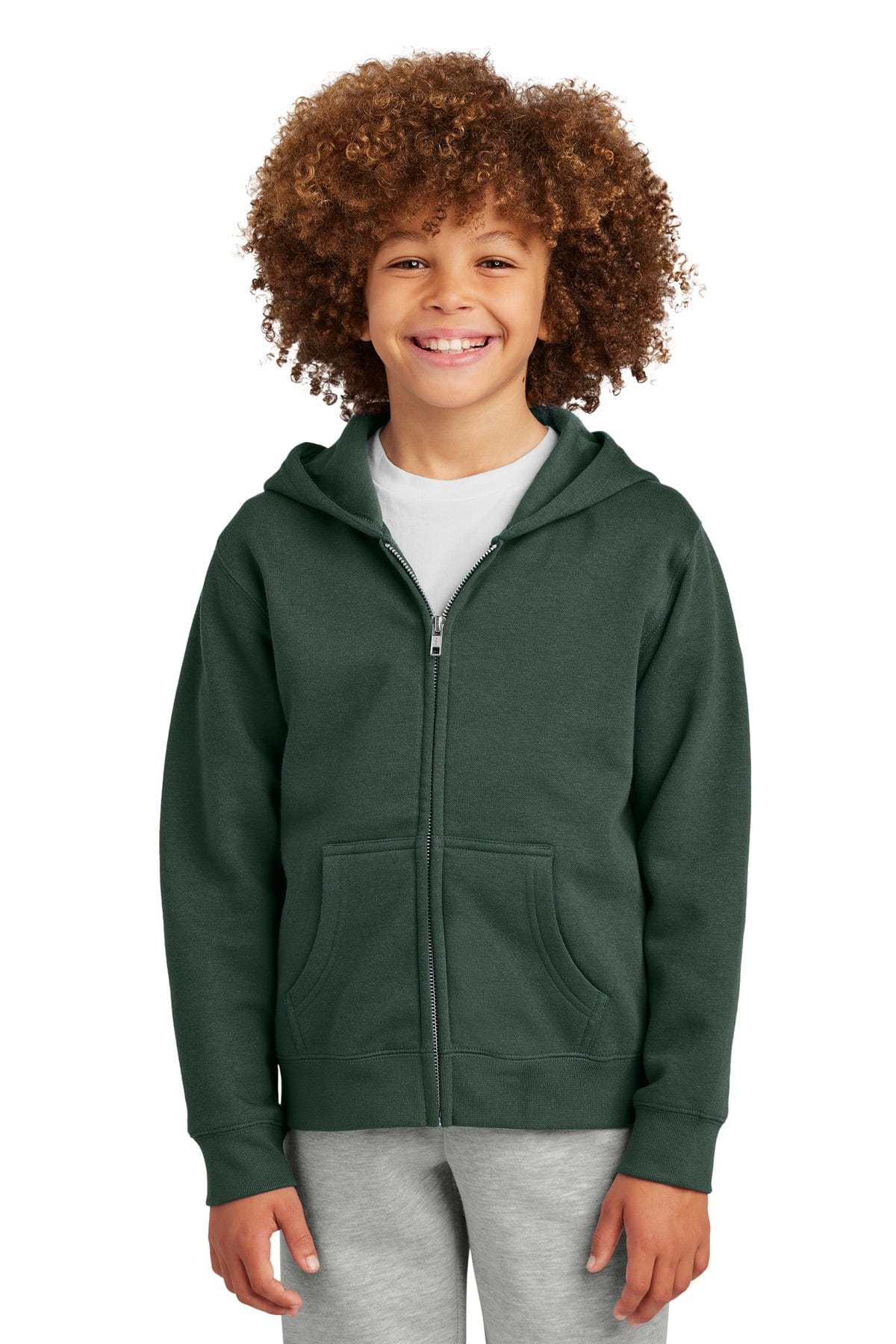 District DT6102Y Youth V.I.T. Fleece Full-Zip Hoodie in 