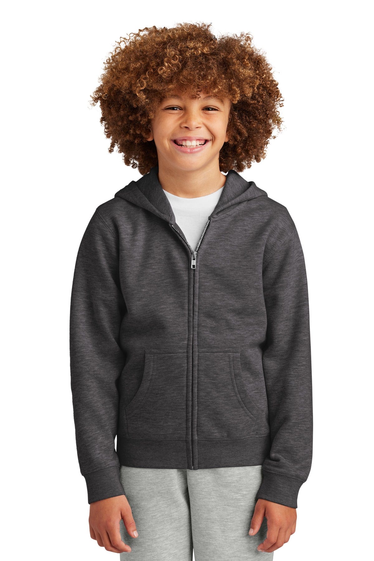 District DT6102Y Youth V.I.T. Fleece Full-Zip Hoodie in 