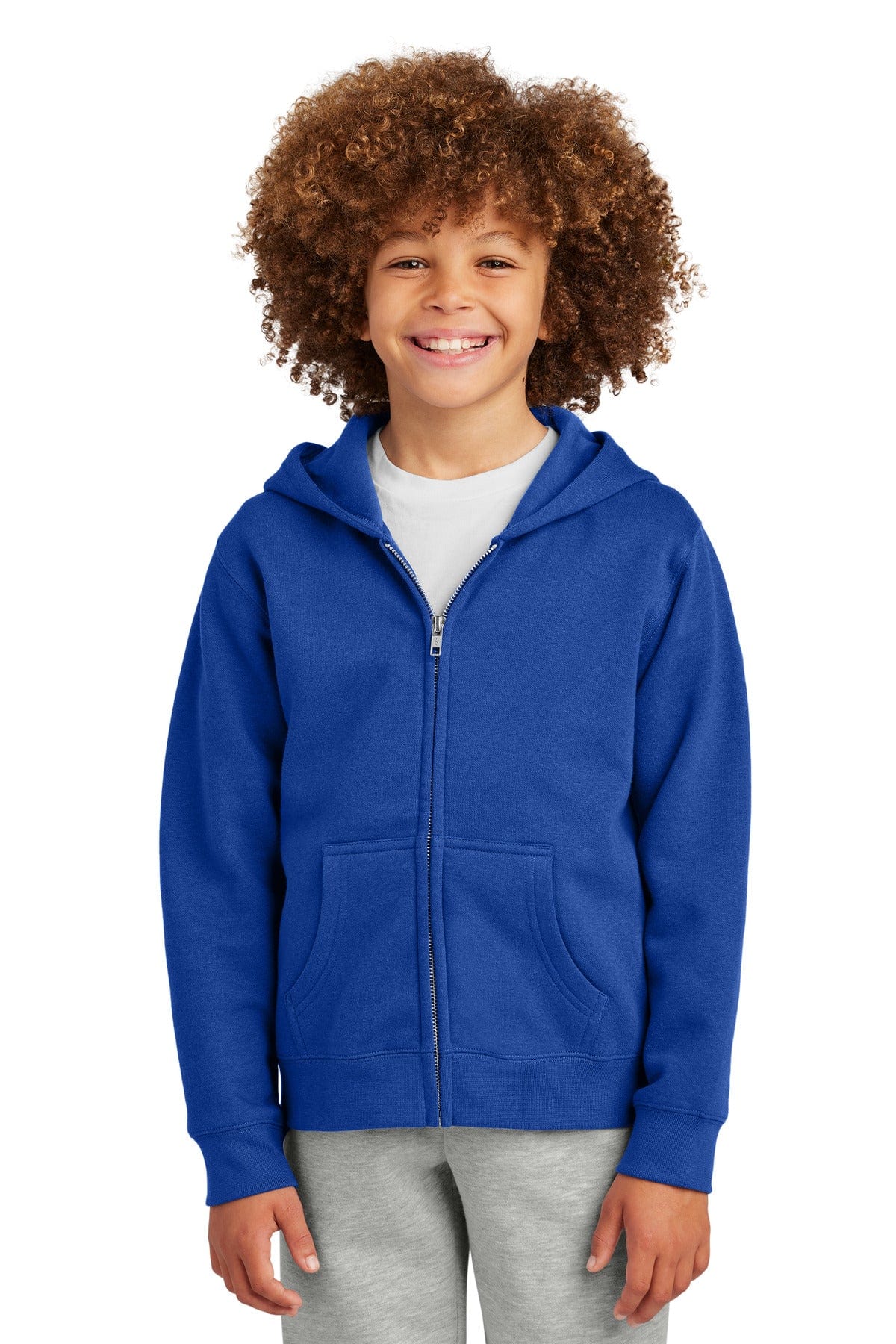 District DT6102Y Youth V.I.T. Fleece Full-Zip Hoodie in Deep Royal