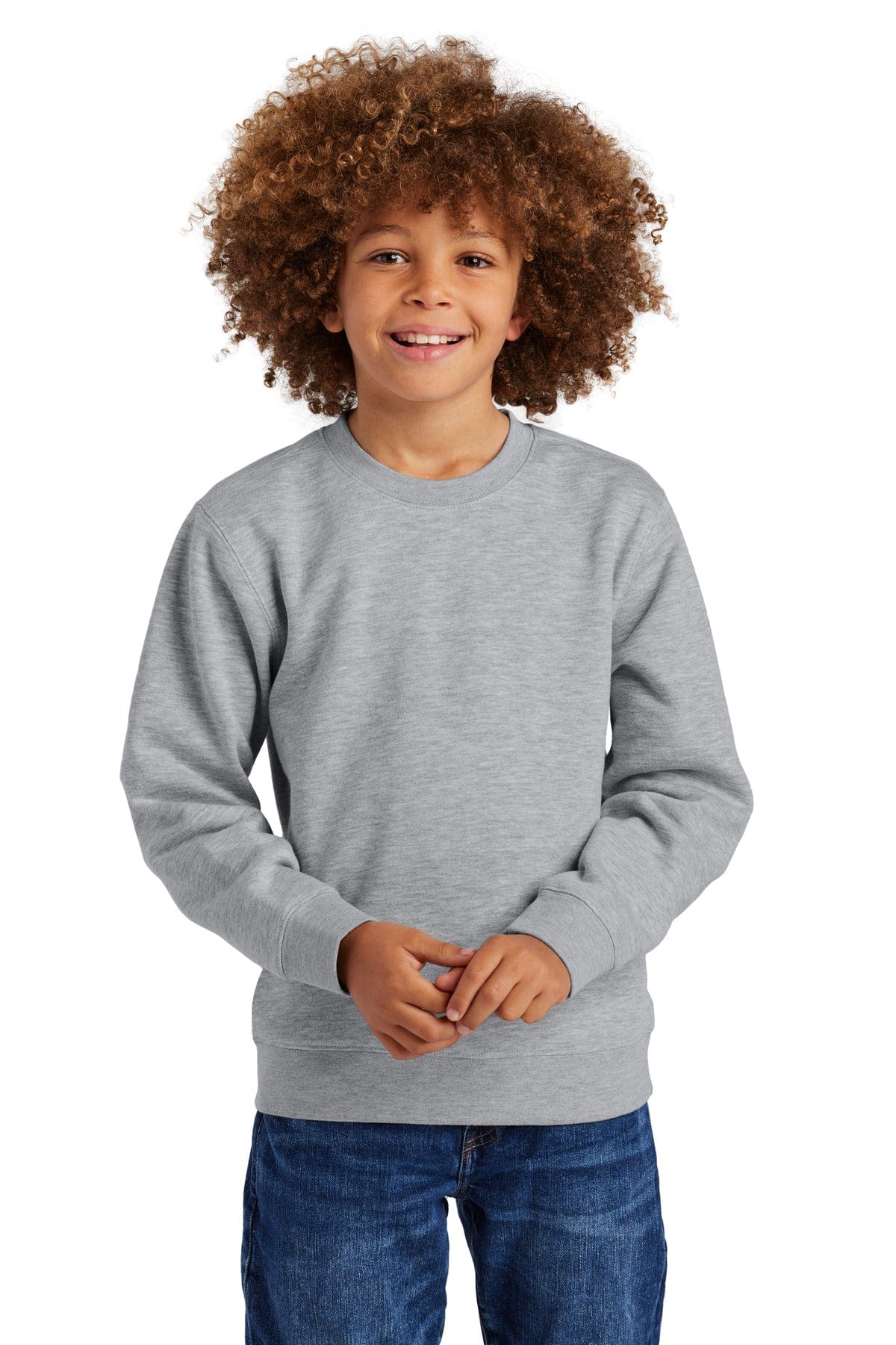 District DT6104Y Youth V.I.T. Fleece Crew in Light Heather Grey