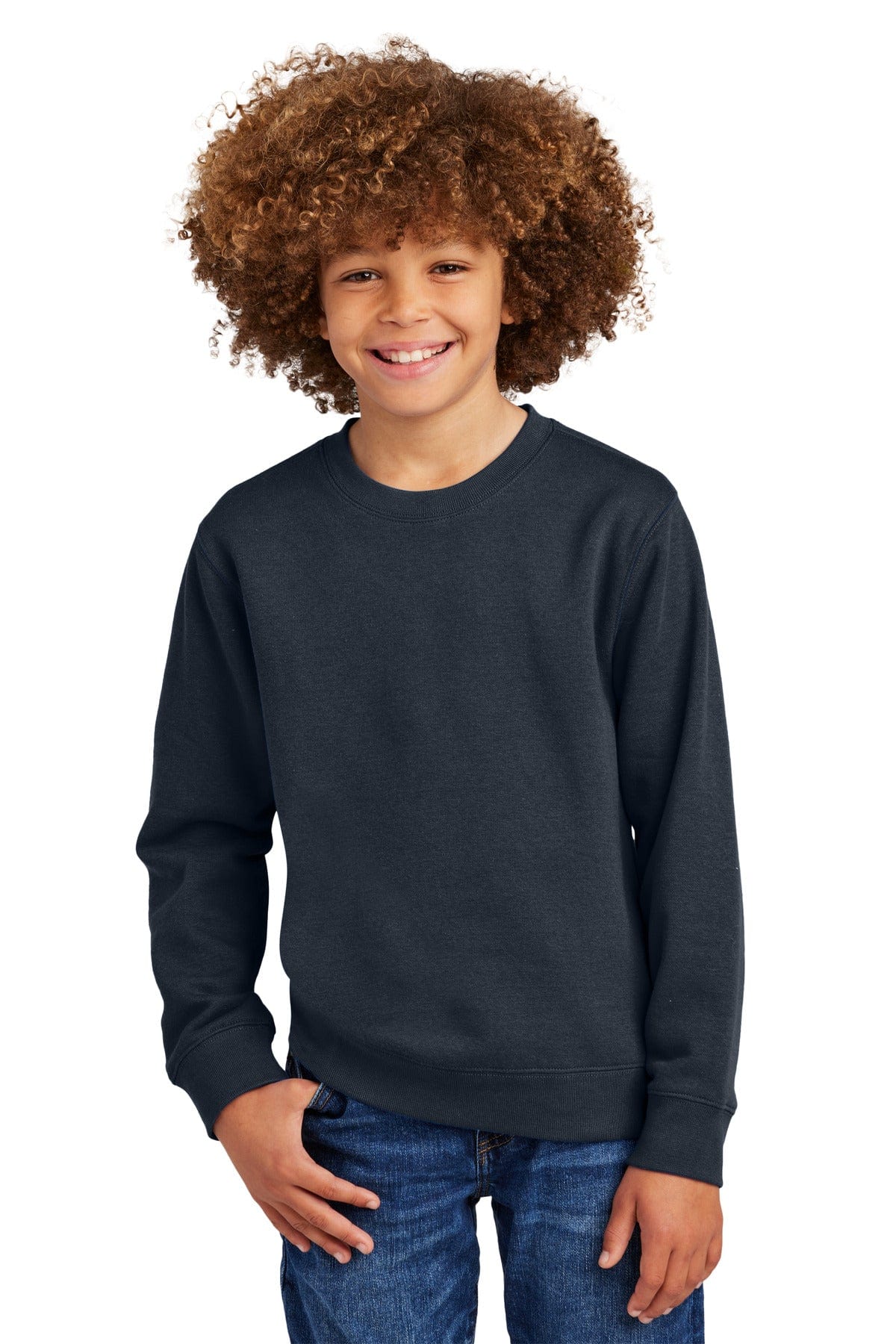 District DT6104Y Youth V.I.T. Fleece Crew in New Navy