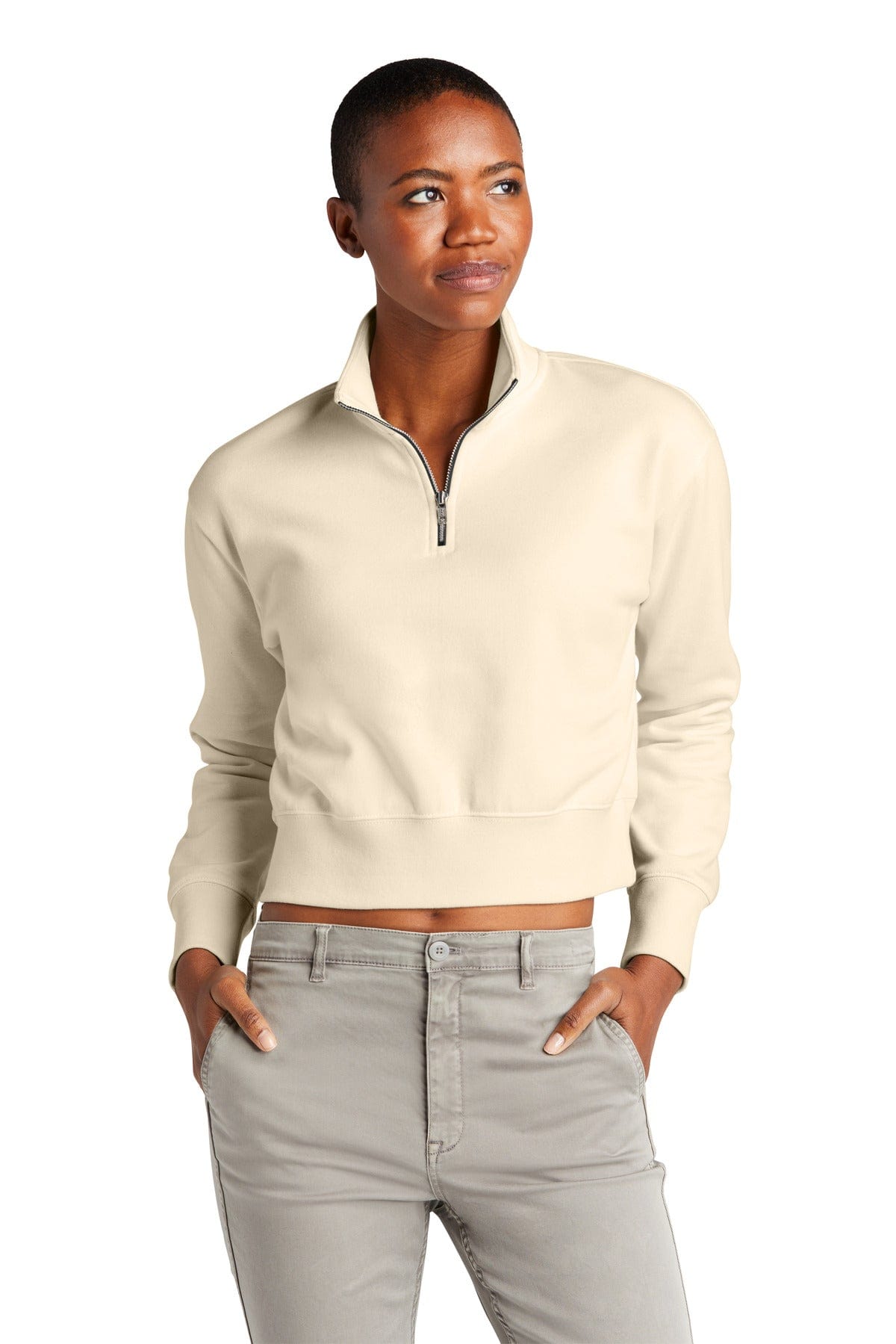 District DT6111 Women's V.I.T. Fleece 1/2-Zip in Gardenia