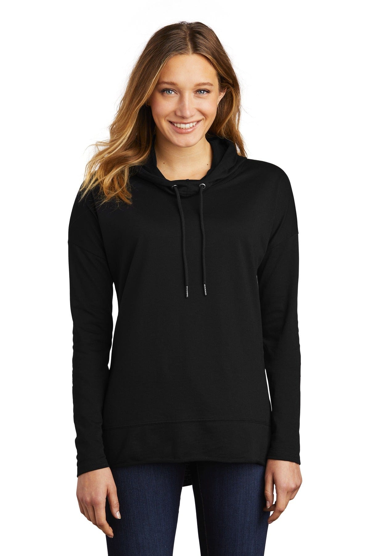 District DT671 Women's Featherweight French Terry Hoodie in Black