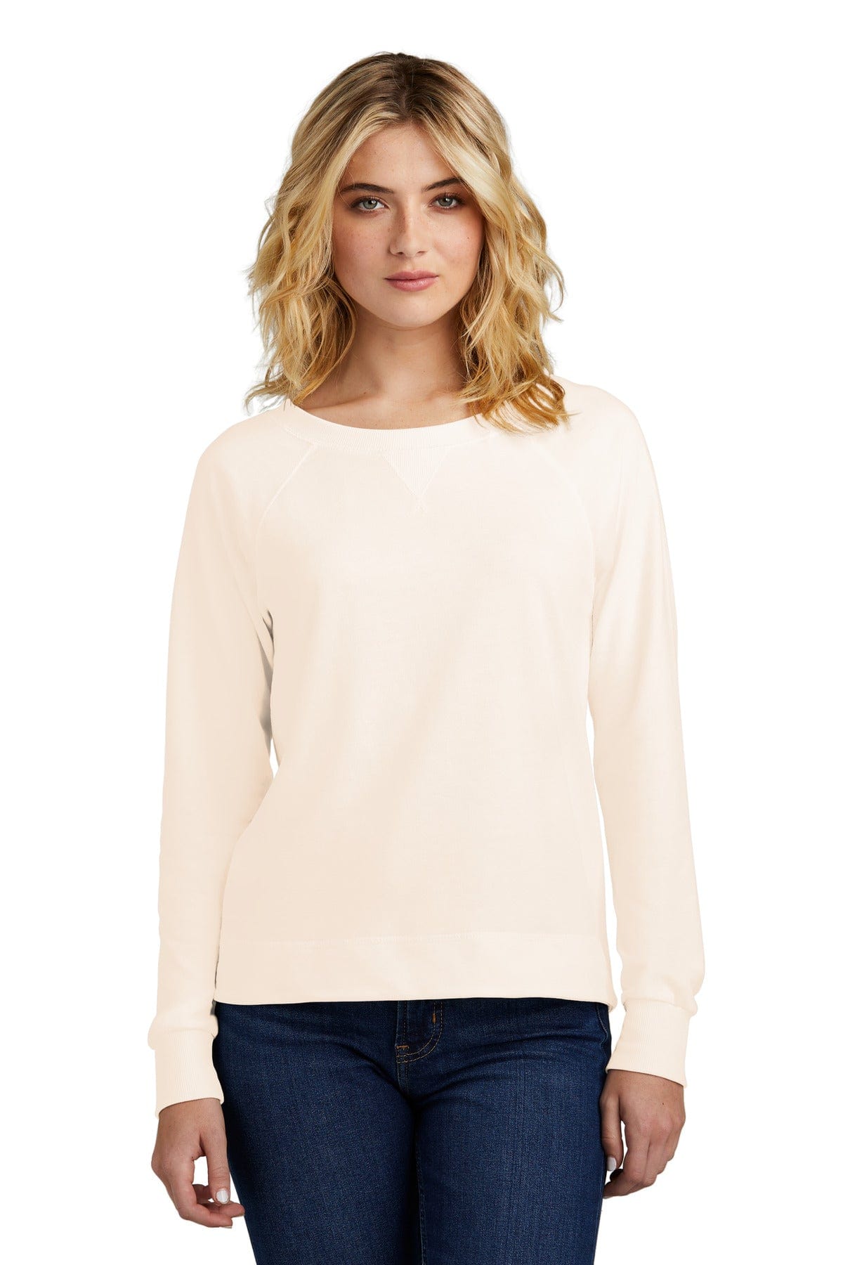 District DT672 Women's Featherweight French Terry Long Sleeve Crewneck in 
