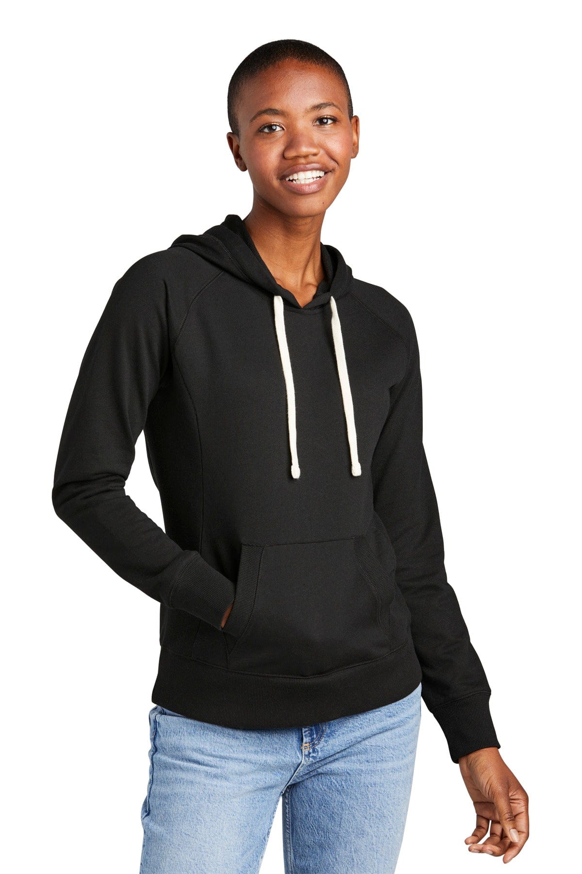 District DT8101 Women's Re-Fleece Hoodie in Black