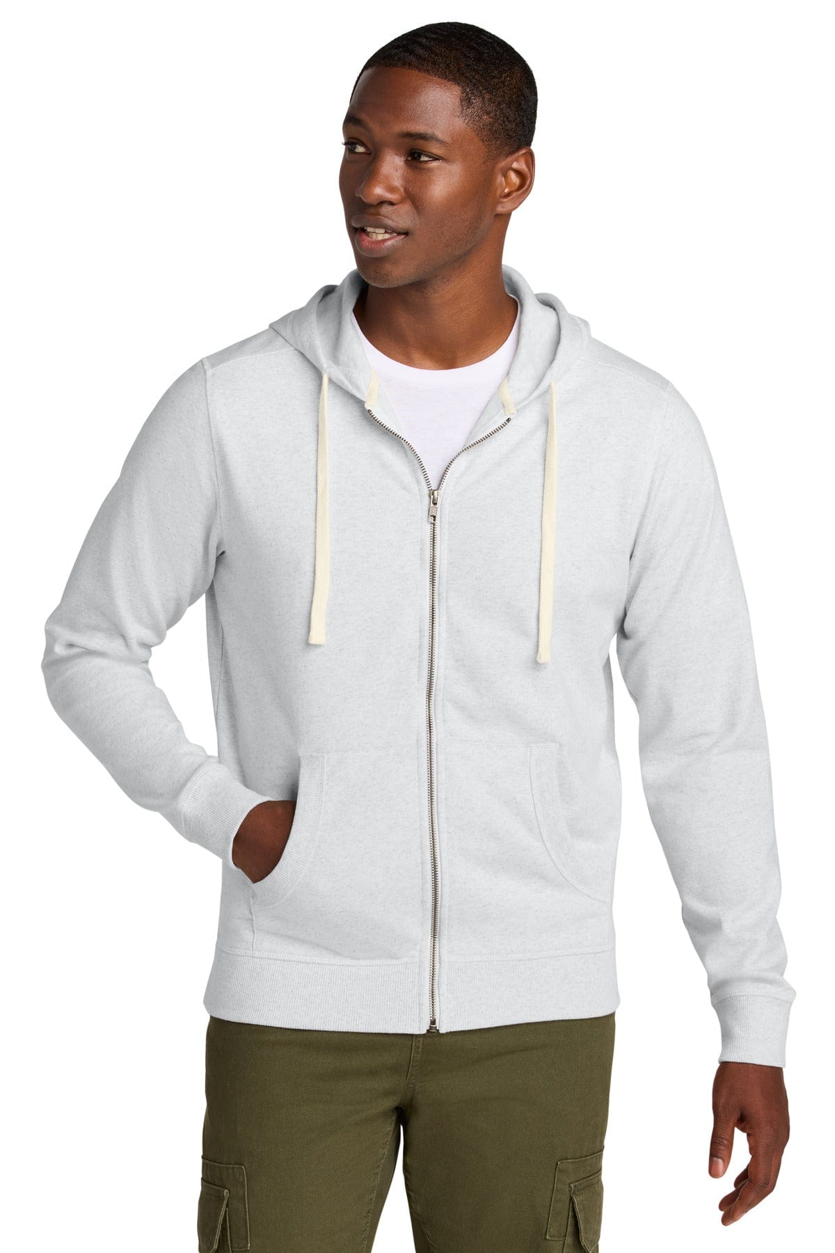 District DT8102 Re-Fleece Full-Zip Hoodie in Ash