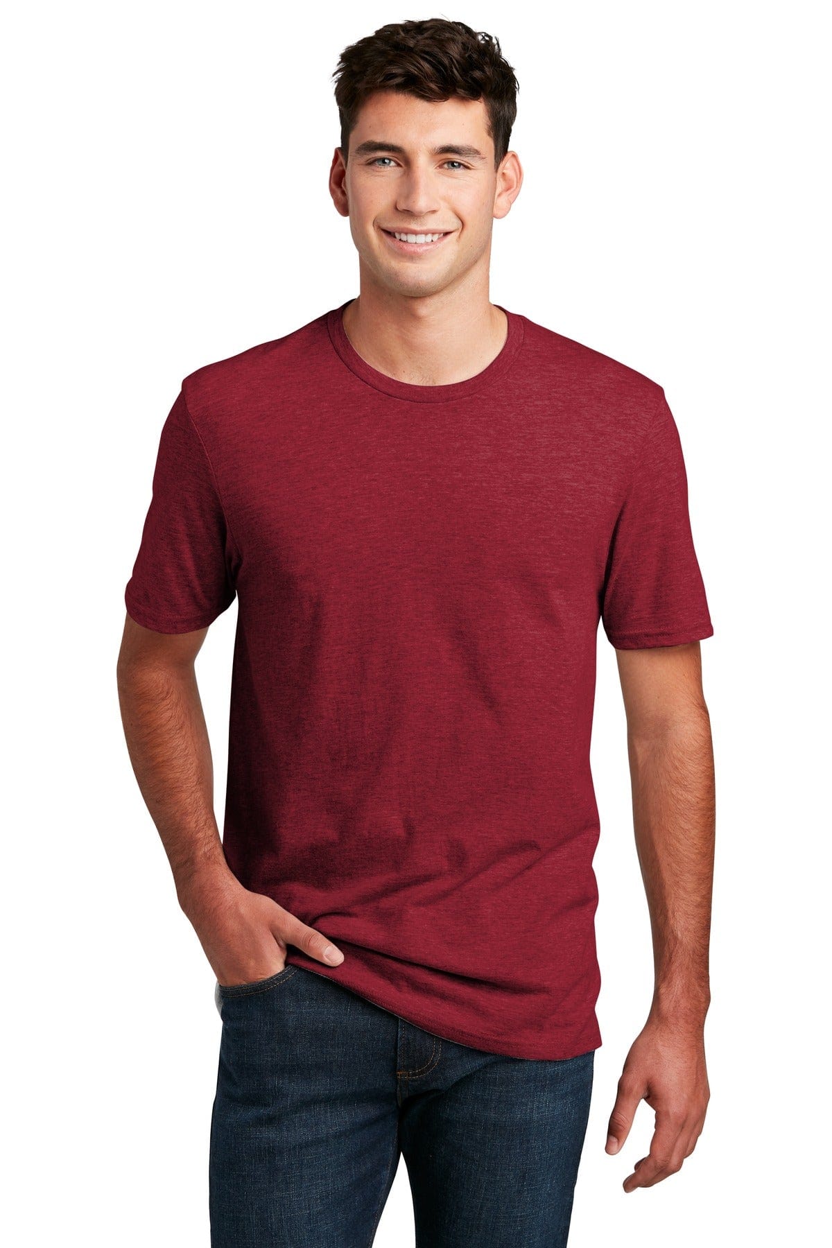 District Perfect Blend Tee. DM108 in Red Fleck