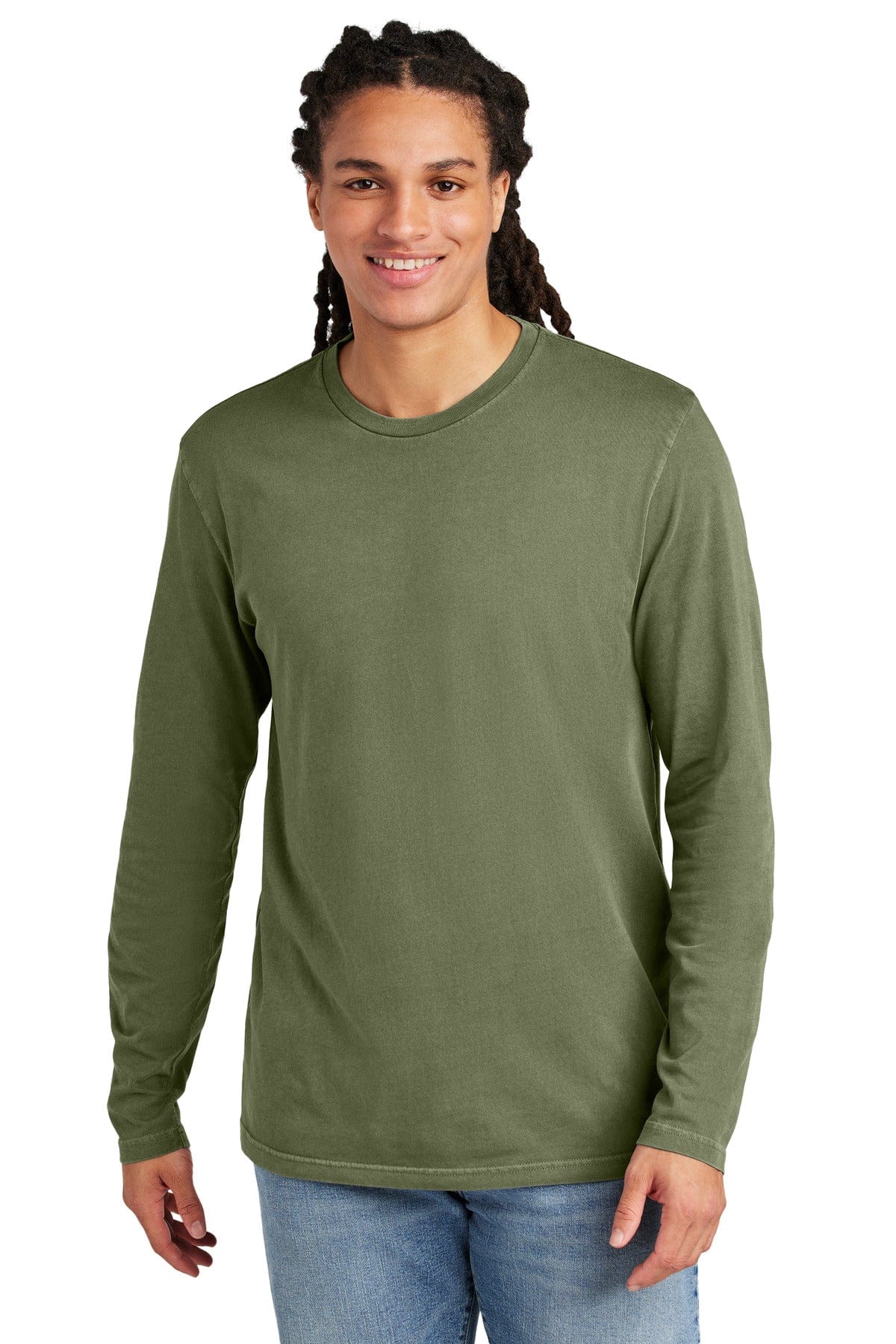 District Wash DT2103 Long Sleeve Tee in Olive Drab Green