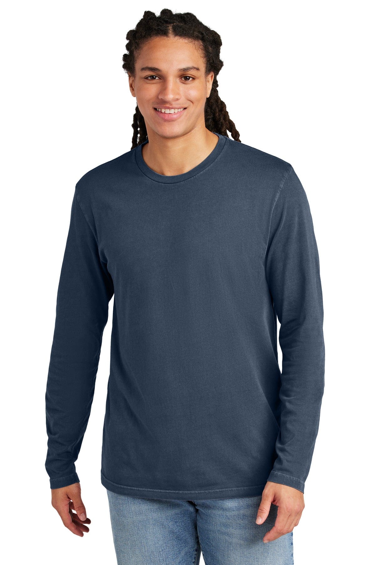 District Wash DT2103 Long Sleeve Tee in True Navy