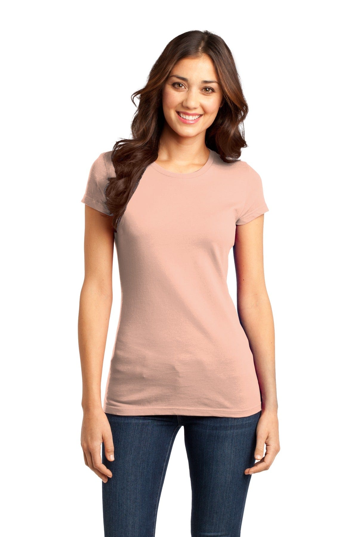 District Women's Fitted Very Important Tee . DT6001, Extended Colors 3 in Dusty Peach
