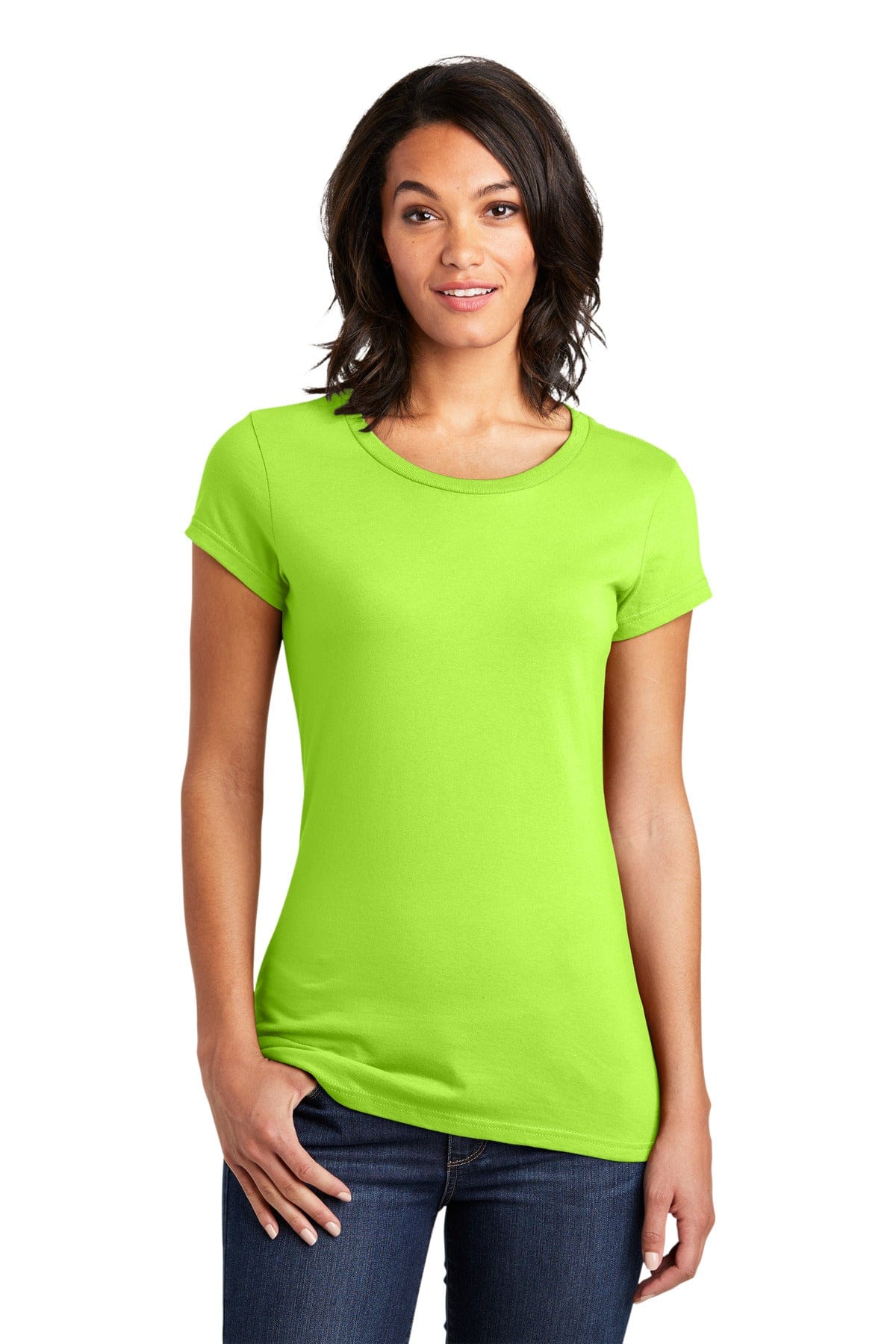 District Women's Fitted Very Important Tee . DT6001, Extended Colors 3 in Lime Shock