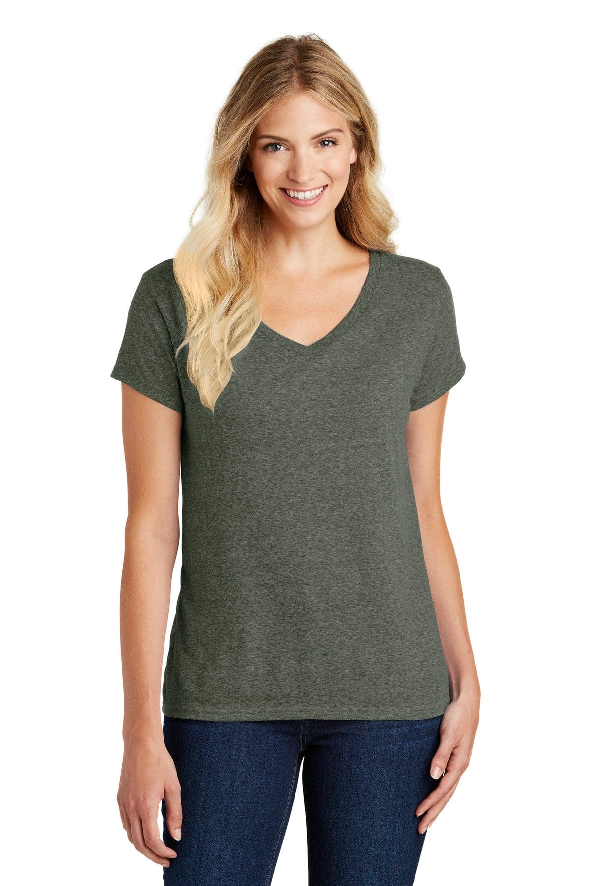 District Women's Perfect Blend V-Neck Tee. DM1190L, Basic Colors in 