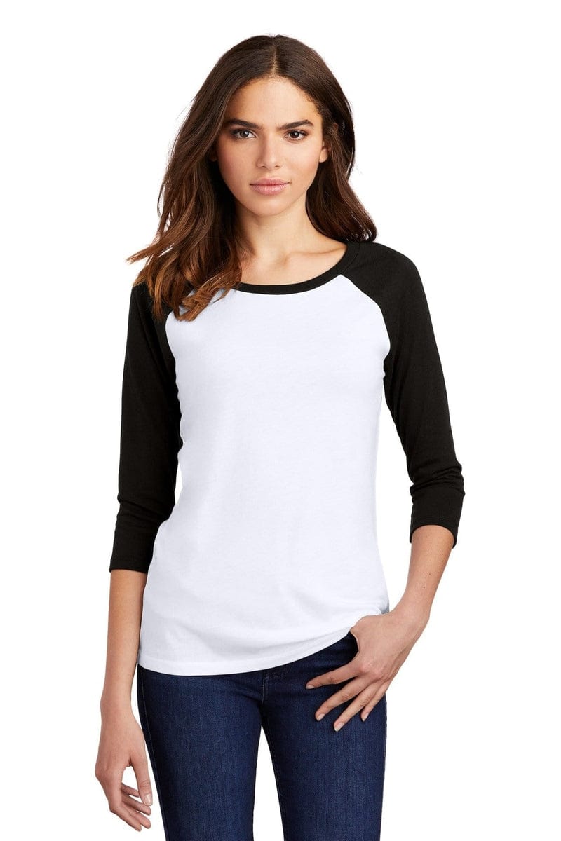 District Women's Perfect Tri 3/4-Sleeve Raglan. DM136L, Basic Colors in 