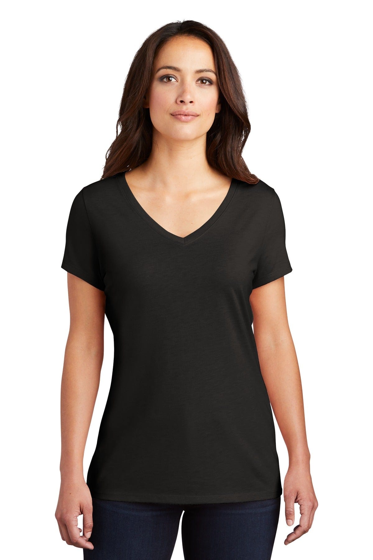 District Women's Perfect Tri V-Neck Tee. DM1350L, Traditional Colors in 
