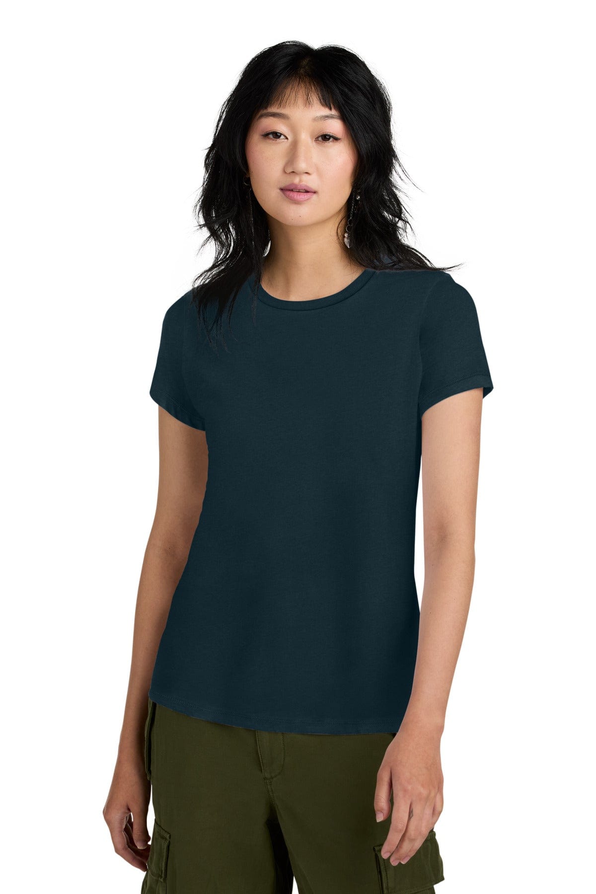 District Women's Perfect Weight Tee. DM104L, Basic Colors in New Navy