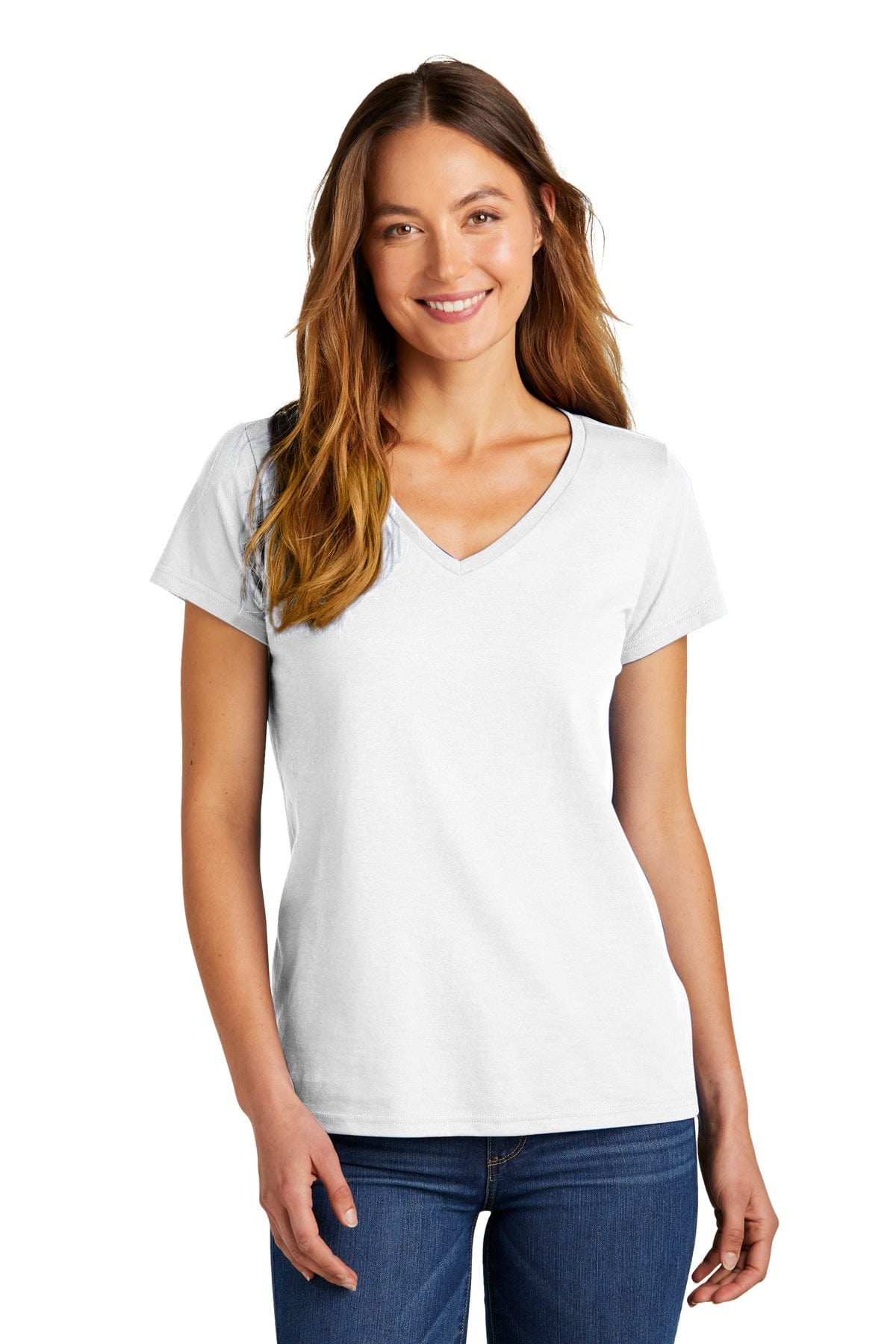 District Women's The Concert Tee V-Neck DT5002 in White
