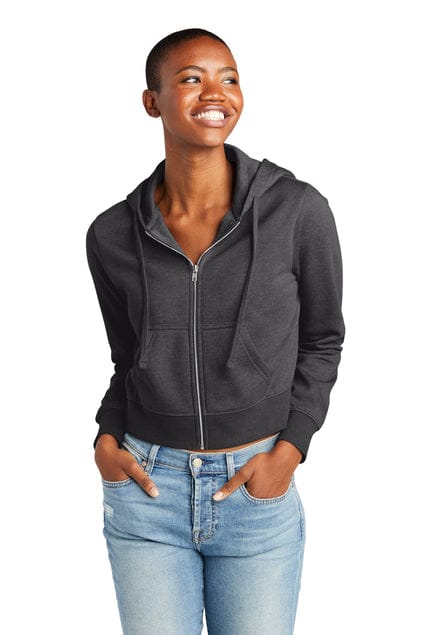District Women's V.I.T. Fleece Full-Zip Hoodie DT6103 in Heathered Charcoal