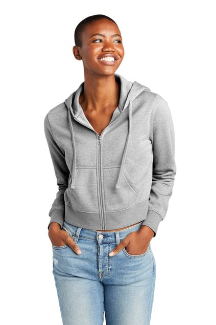 District Women's V.I.T. Fleece Full-Zip Hoodie DT6103 in Light Heather Grey