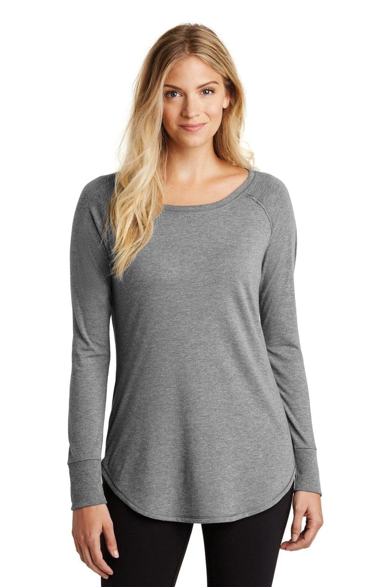 District Women's Perfect Tri Long Sleeve Tunic Tee Dt132l - White - S 