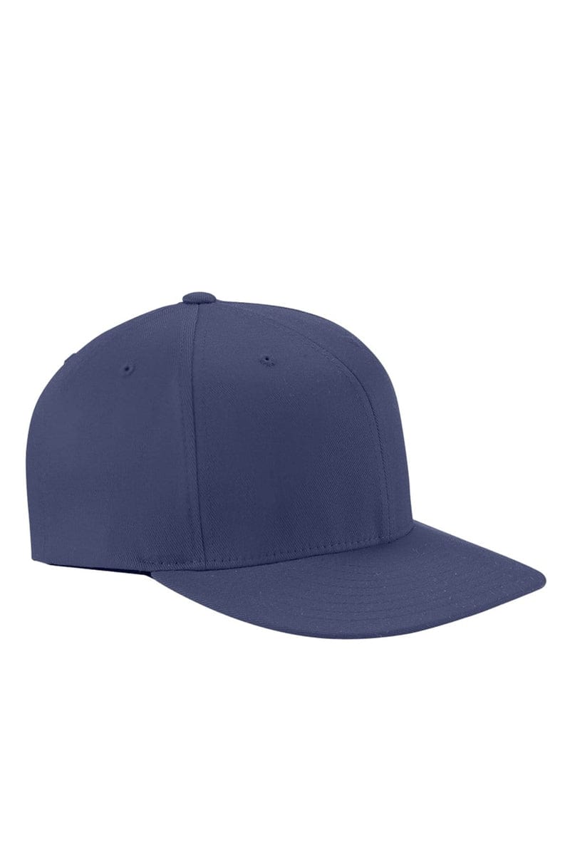 Flexfit 6297F Adult Wooly Twill Pro Baseball On-Field Shape Cap with Flat Bill in Navy