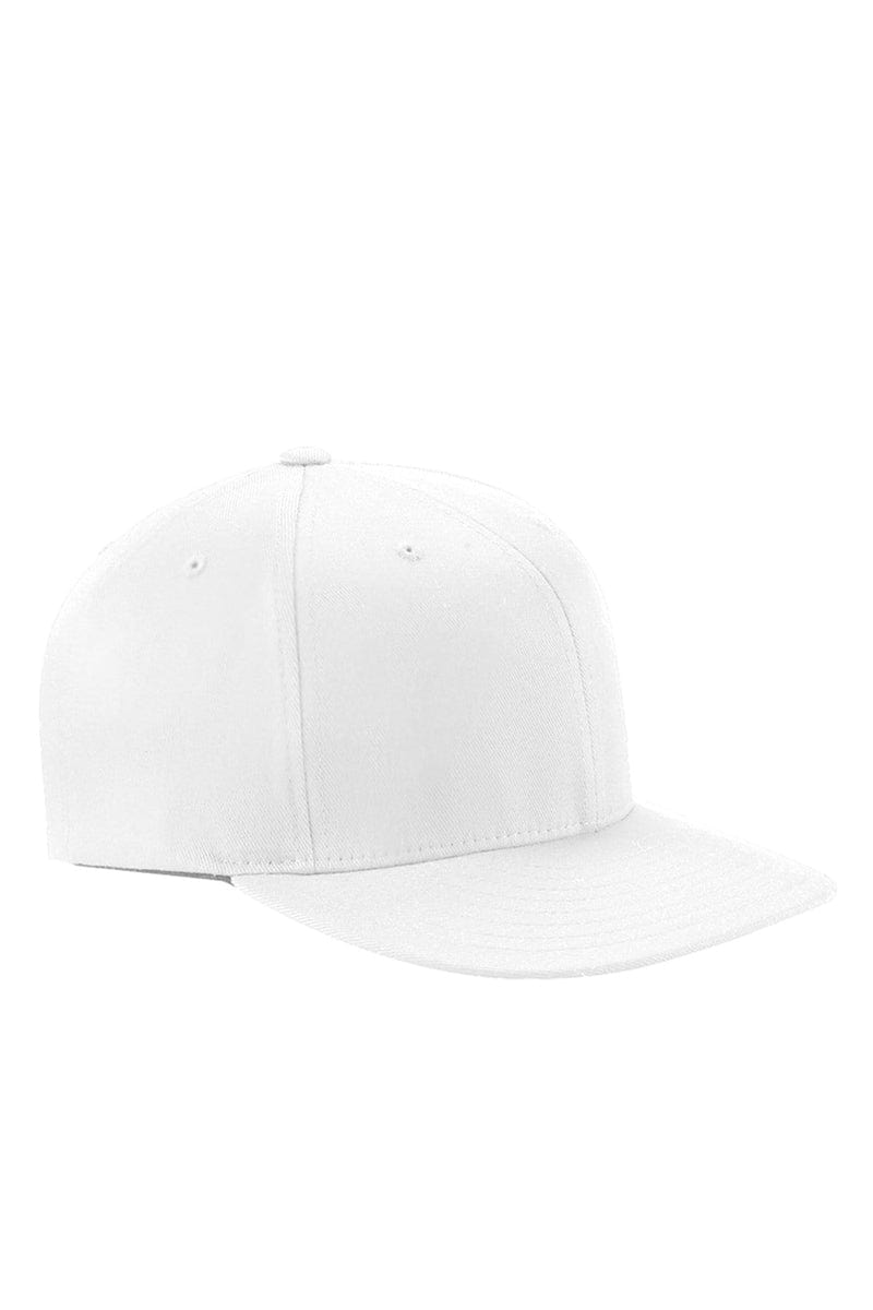 Flexfit 6297F Adult Wooly Twill Pro Baseball On-Field Shape Cap with Flat Bill in White
