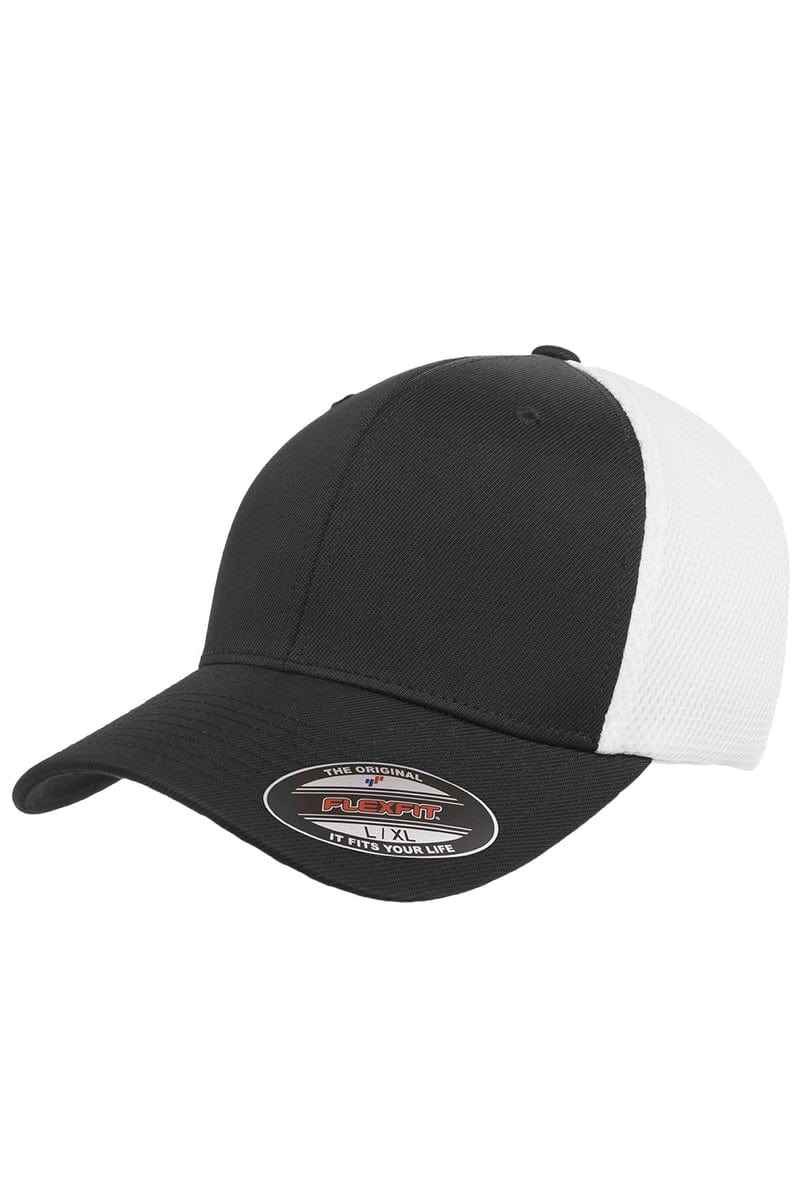 Flexfit 6533 Adult Ultrafibre and Airmesh Cap in Black/ White