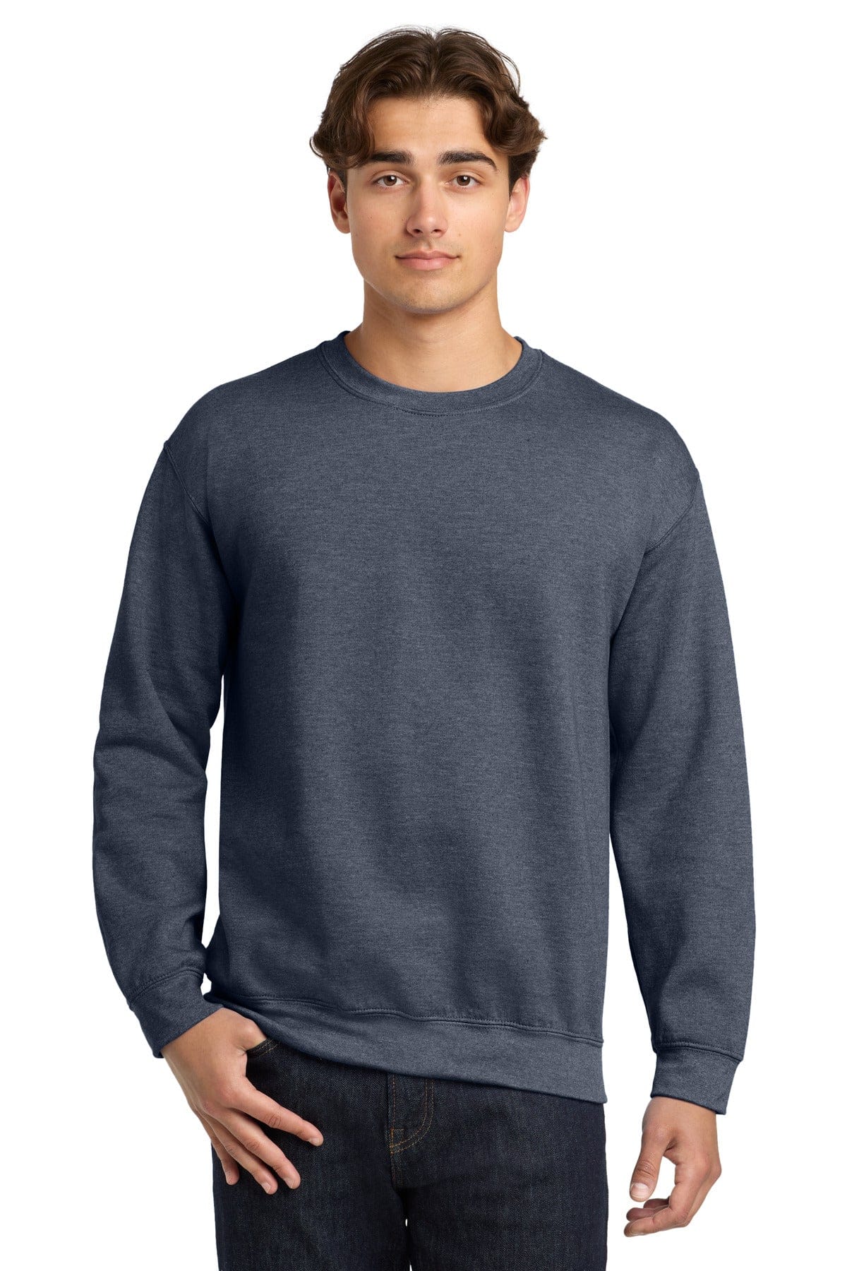 Gildan 18000 Heavy Blend Crewneck Sweatshirt in Heather Dark Navy