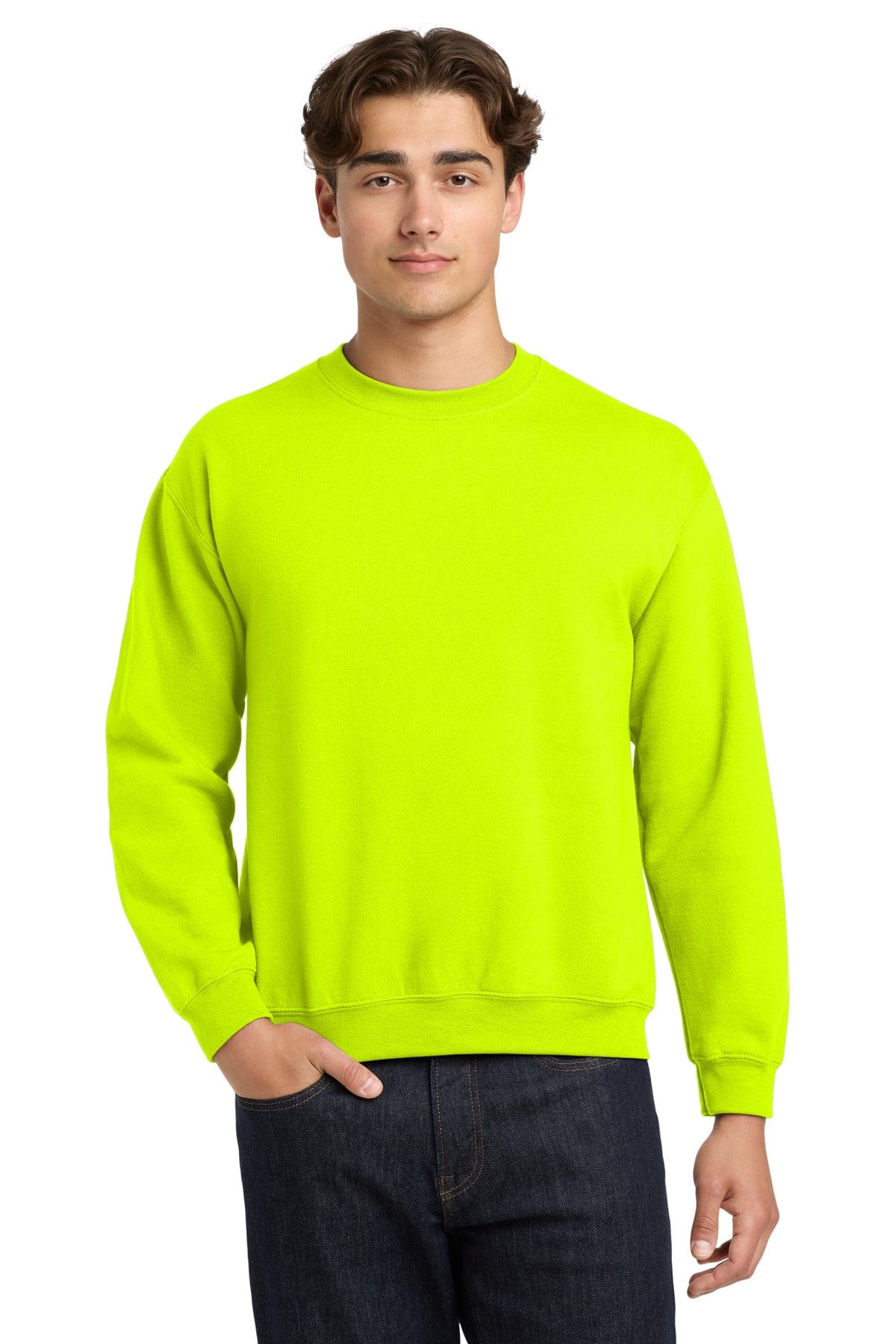 Gildan 18000 Heavy Blend Crewneck Sweatshirt in Safety Green