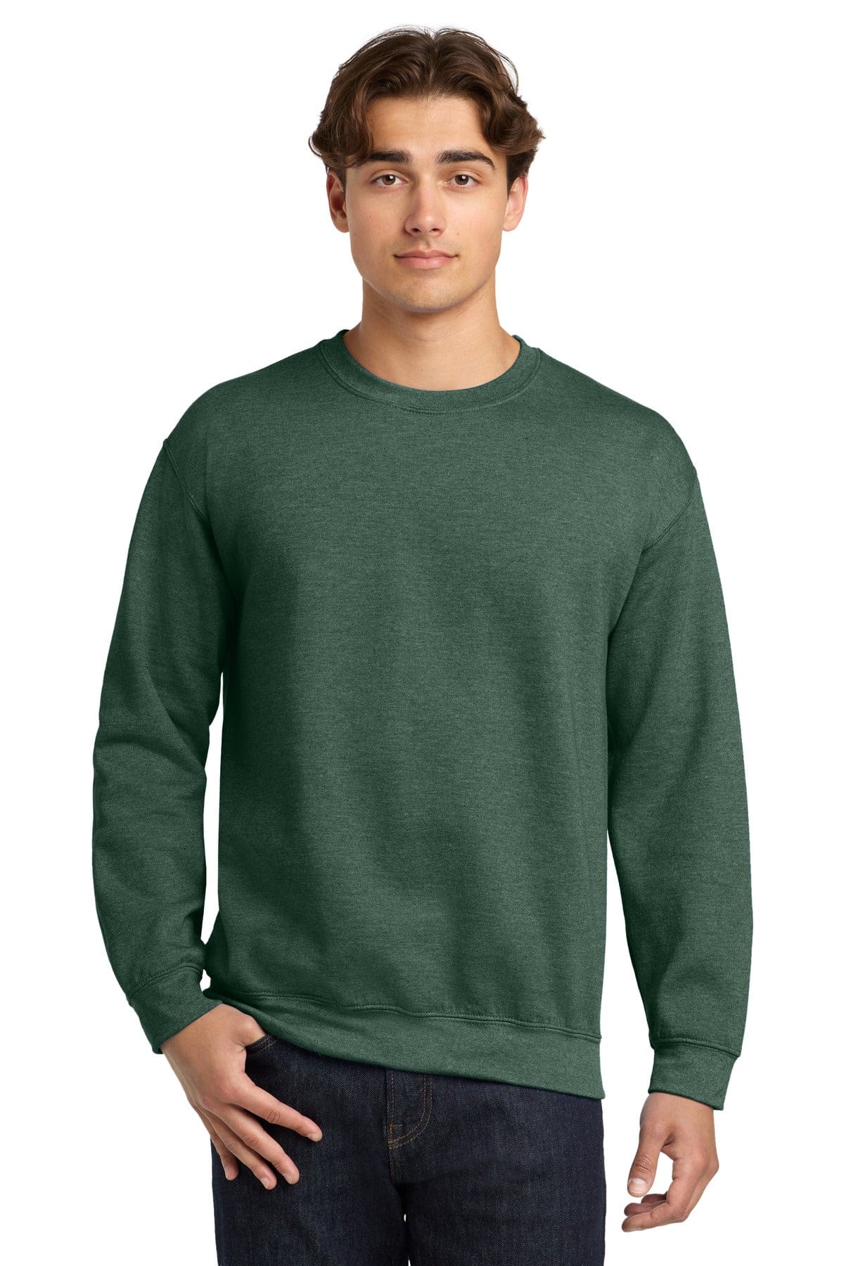 Gildan 18000 Heavy Blend Crewneck Sweatshirt in Heather Dark Green