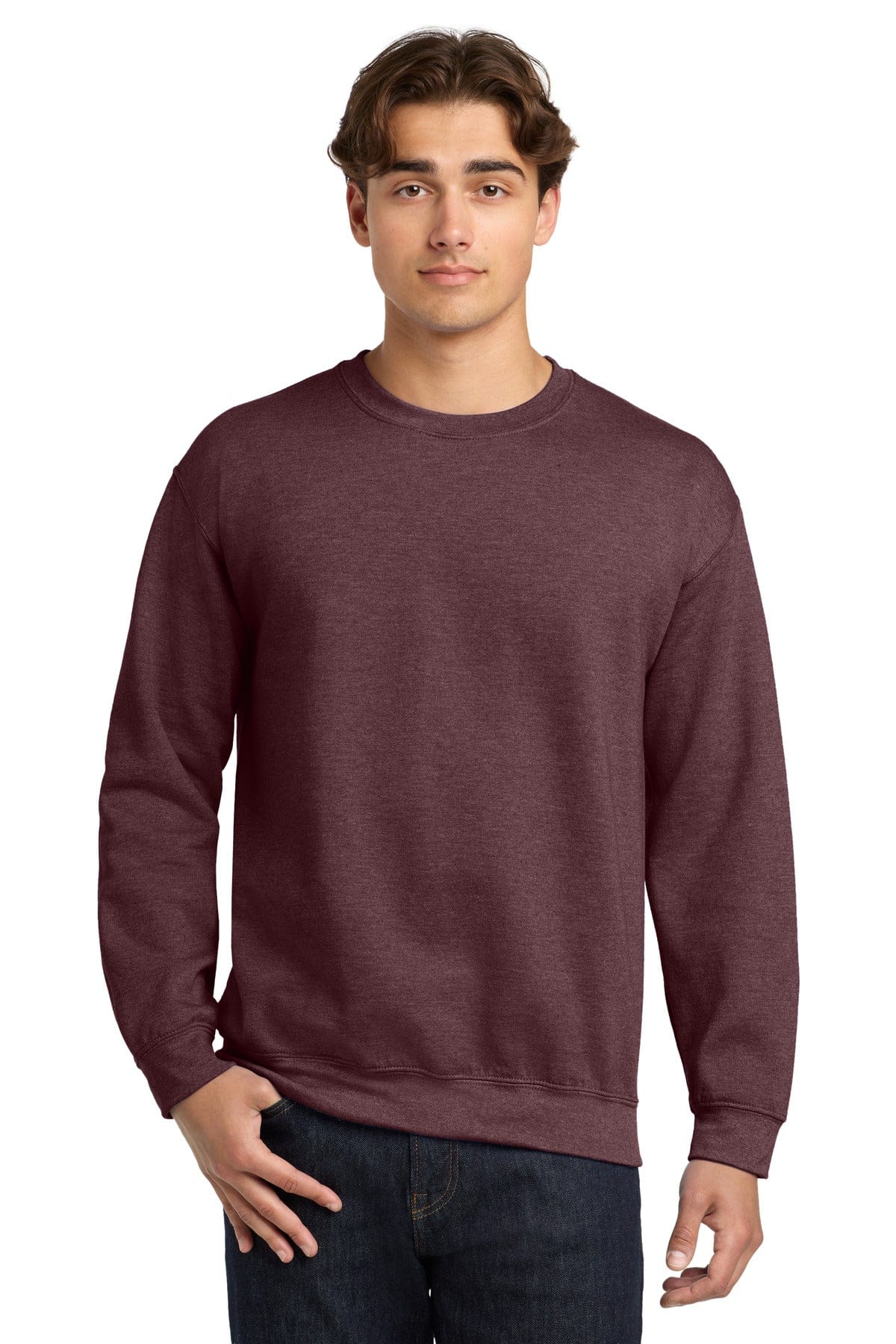 Gildan 18000 Heavy Blend Crewneck Sweatshirt in Heather Dark Maroon