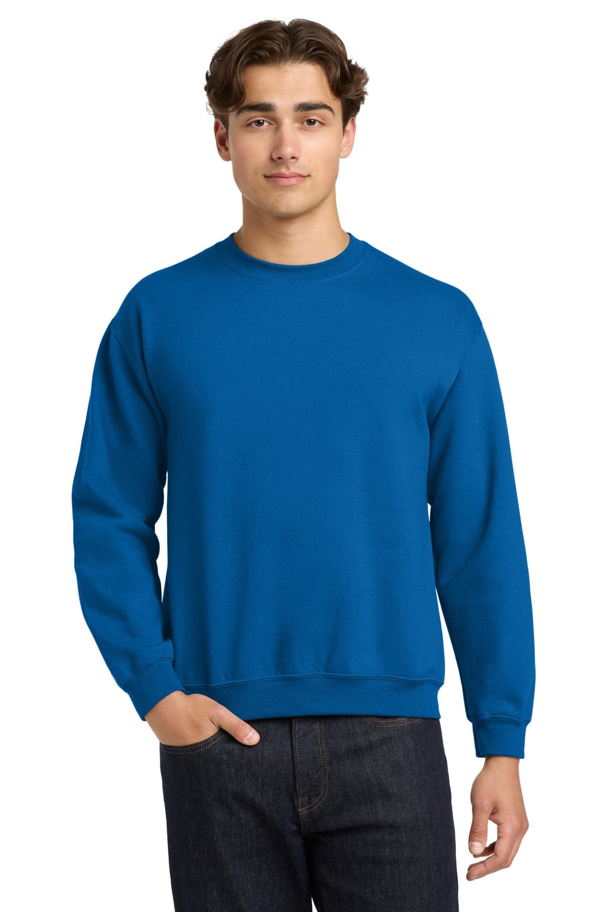 Gildan 18000 Heavy Blend Crewneck Sweatshirt in Neon Blue