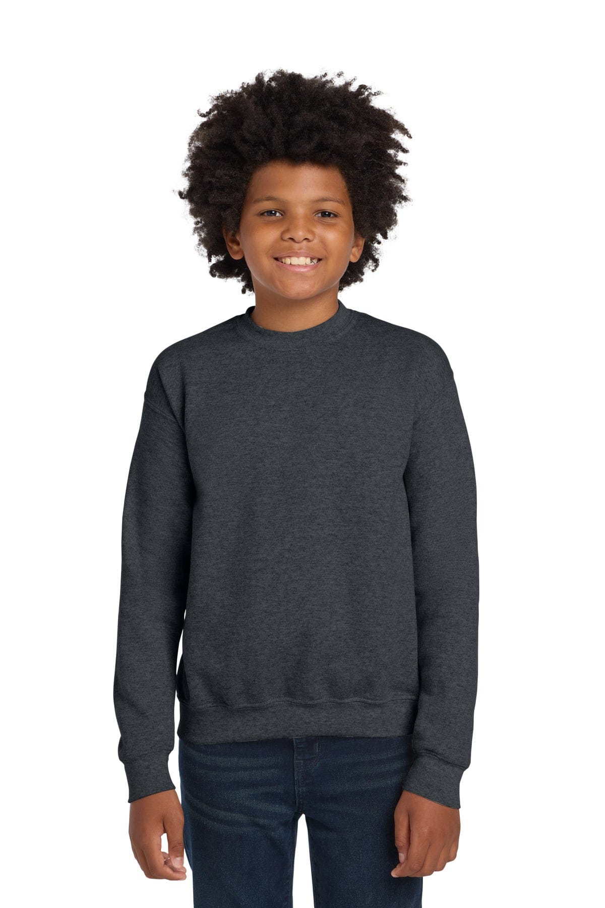 Gildan 18000B Youth Heavy Blend Crewneck Sweatshirt in Dark Heather