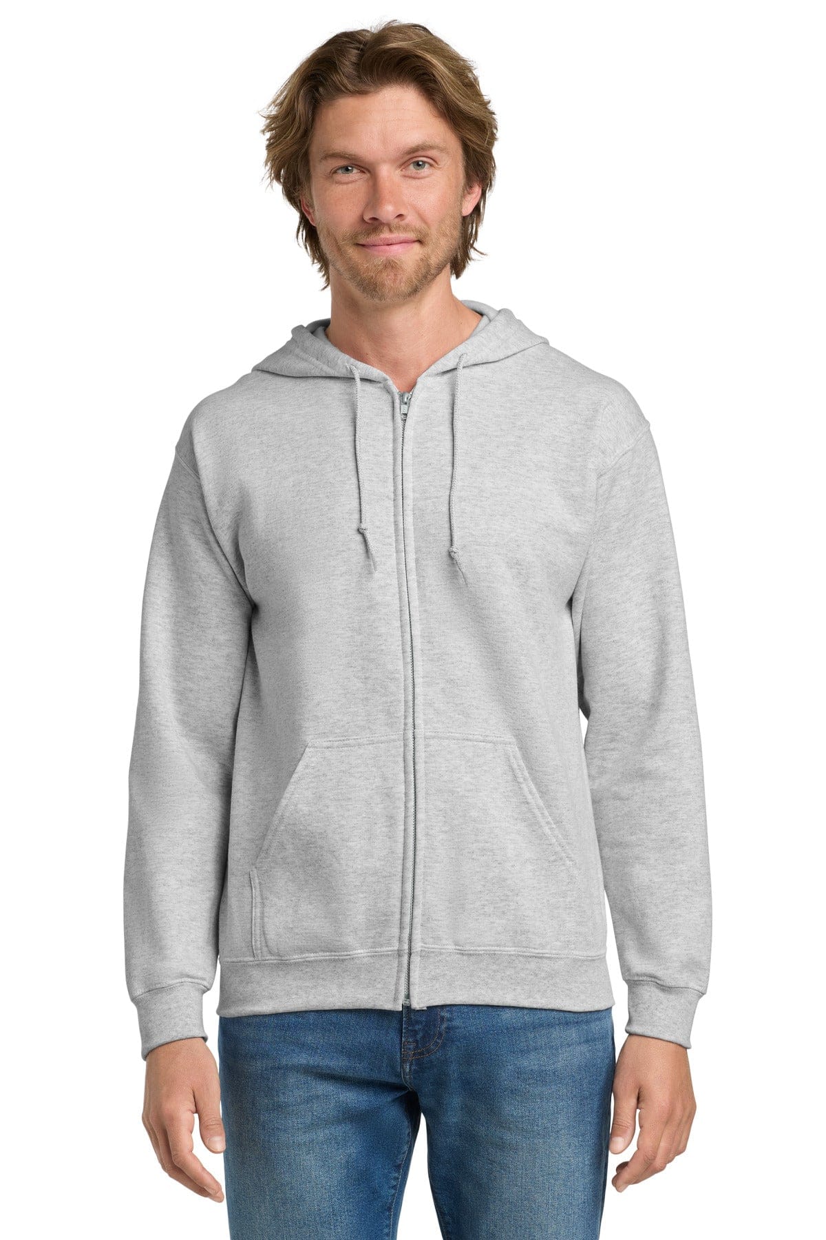 Gildan 18600 Heavy Blend Full-Zip Hooded Sweatshirt in Ash