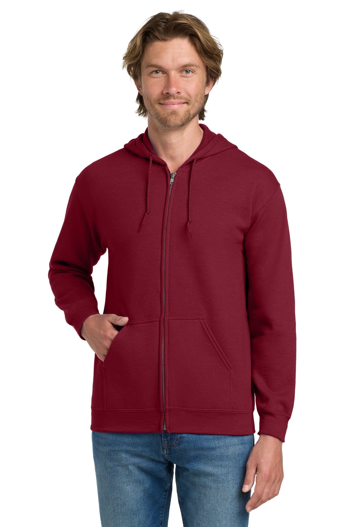 Gildan 18600 Heavy Blend Full-Zip Hooded Sweatshirt in Cardinal Red