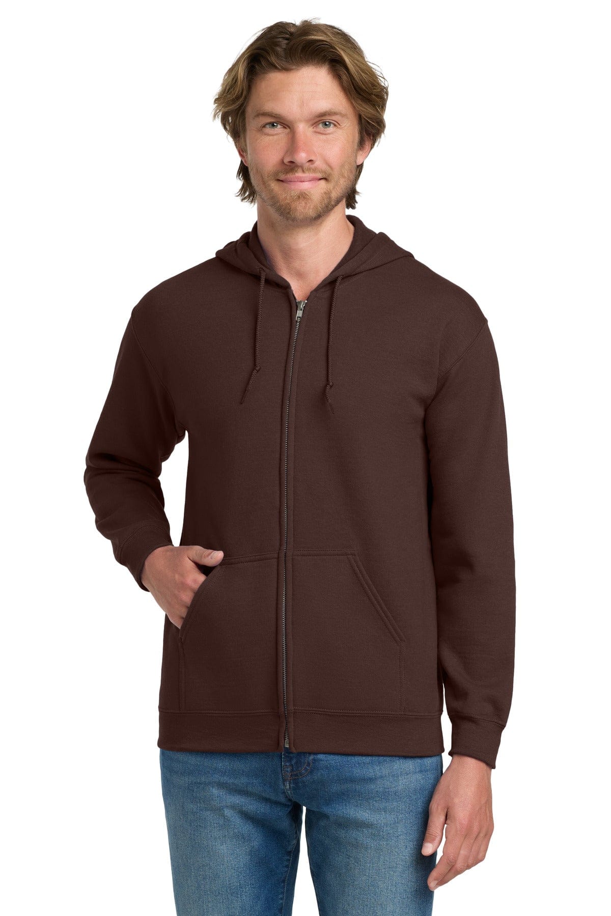 Gildan 18600 Heavy Blend Full-Zip Hooded Sweatshirt in Dark Chocolate