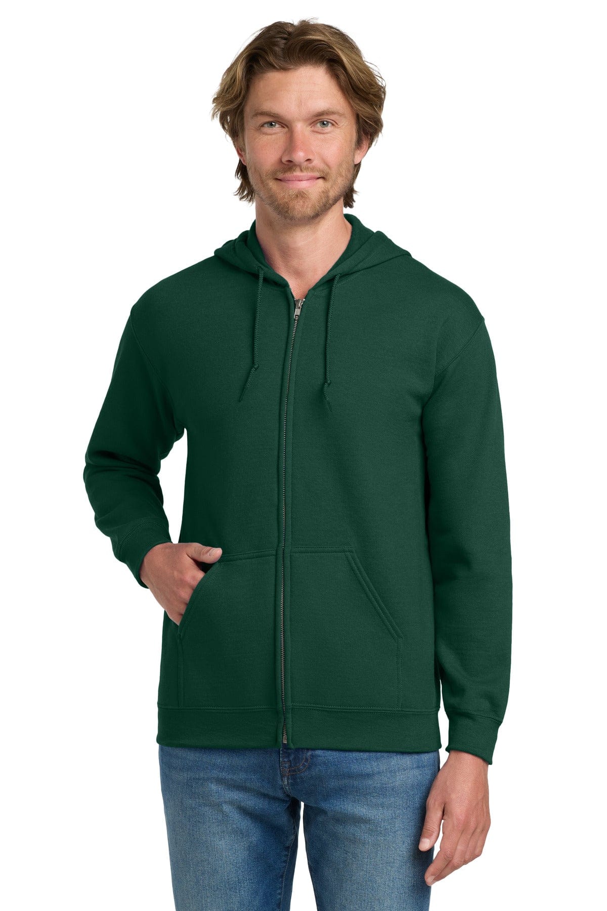 Gildan 18600 Heavy Blend Full-Zip Hooded Sweatshirt in Forest Green