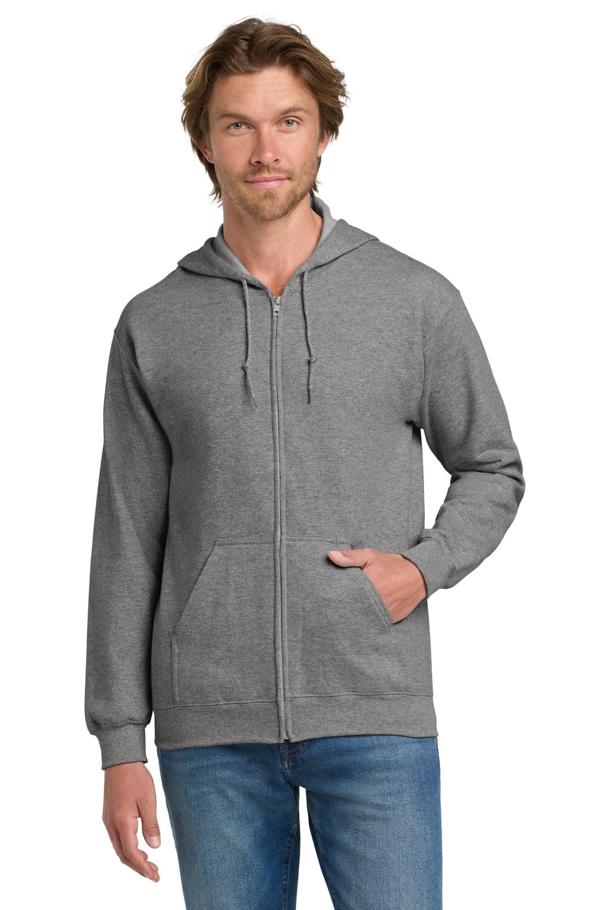 Gildan 18600 Heavy Blend Full-Zip Hooded Sweatshirt in Graphite Heather