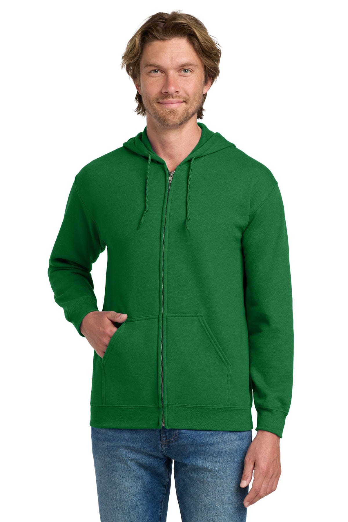 Gildan 18600 Heavy Blend Full-Zip Hooded Sweatshirt in Irish Green