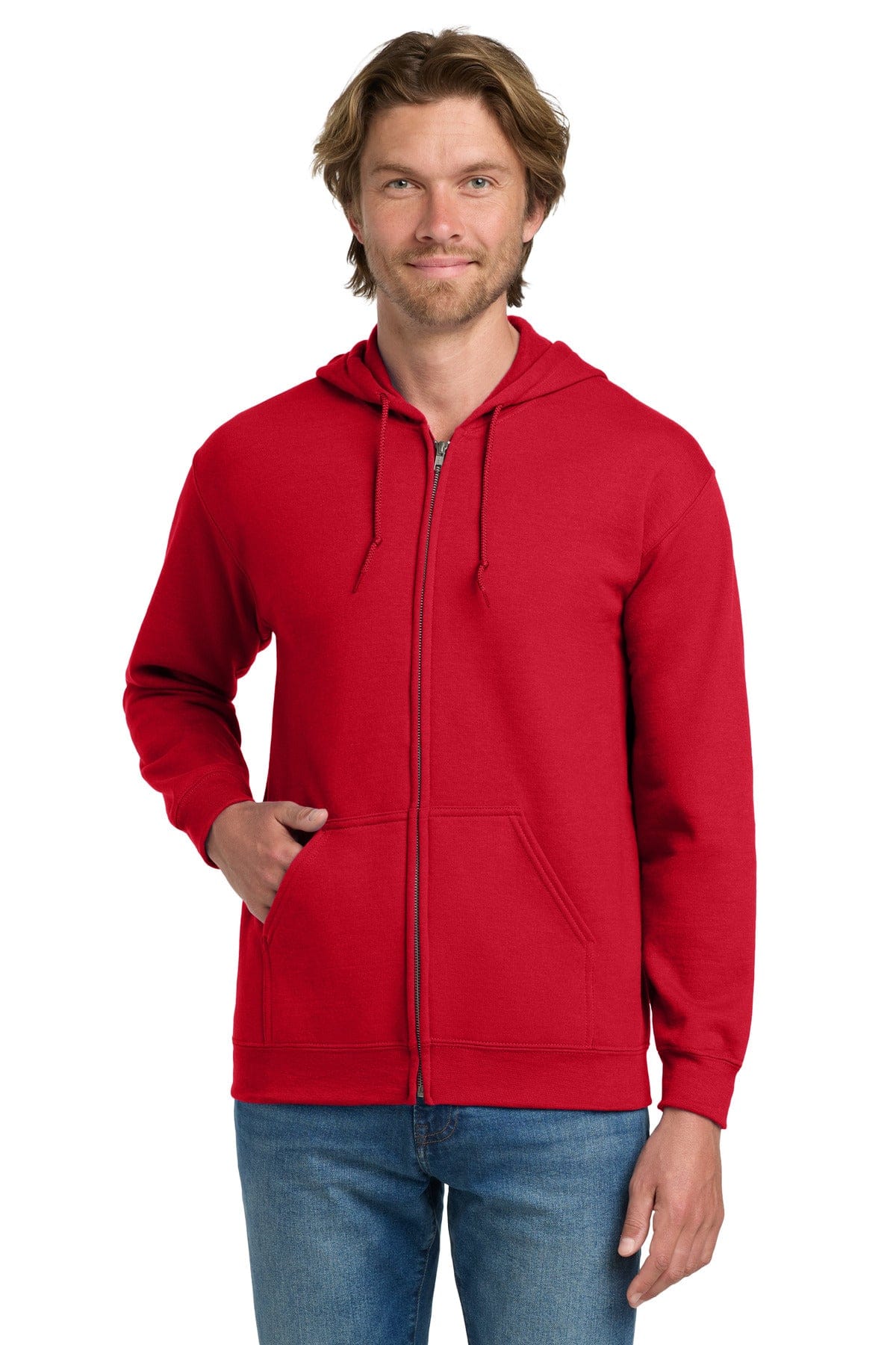 Gildan 18600 Heavy Blend Full-Zip Hooded Sweatshirt in Red