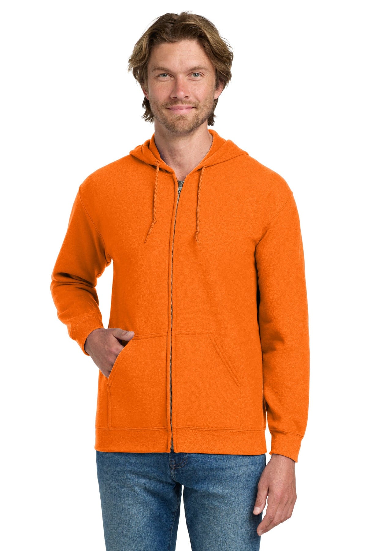 Gildan 18600 Heavy Blend Full-Zip Hooded Sweatshirt in S. Orange