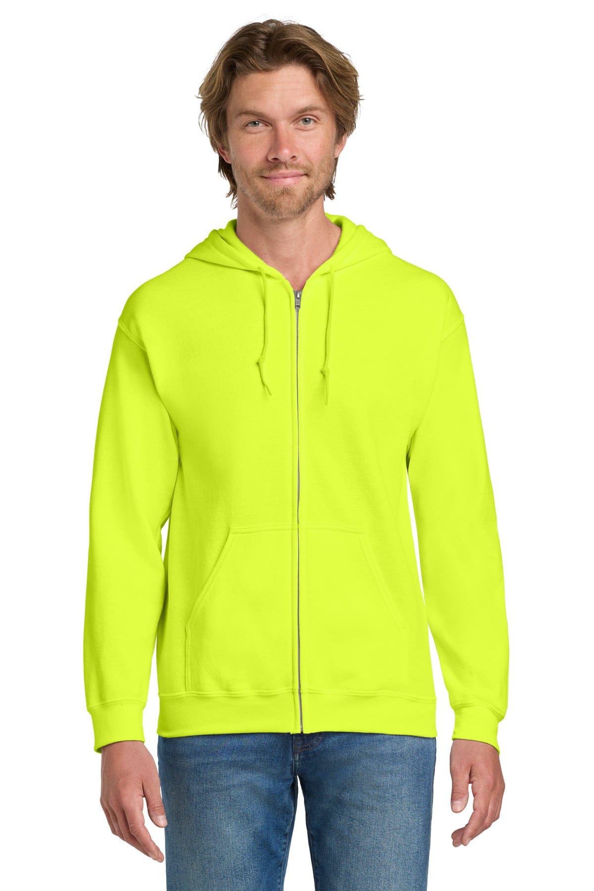 Gildan 18600 Heavy Blend Full-Zip Hooded Sweatshirt in Safety Green