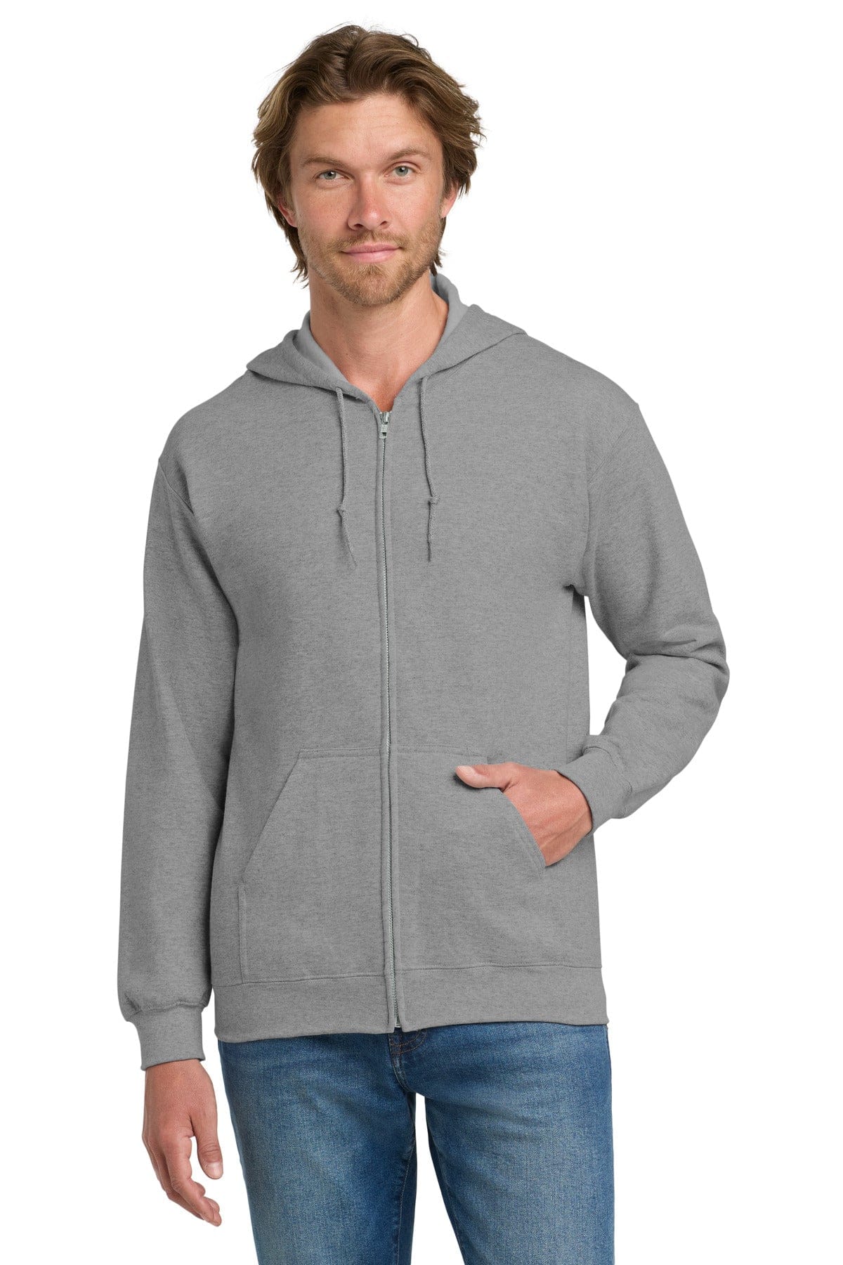 Gildan 18600 Heavy Blend Full-Zip Hooded Sweatshirt in Sport Grey