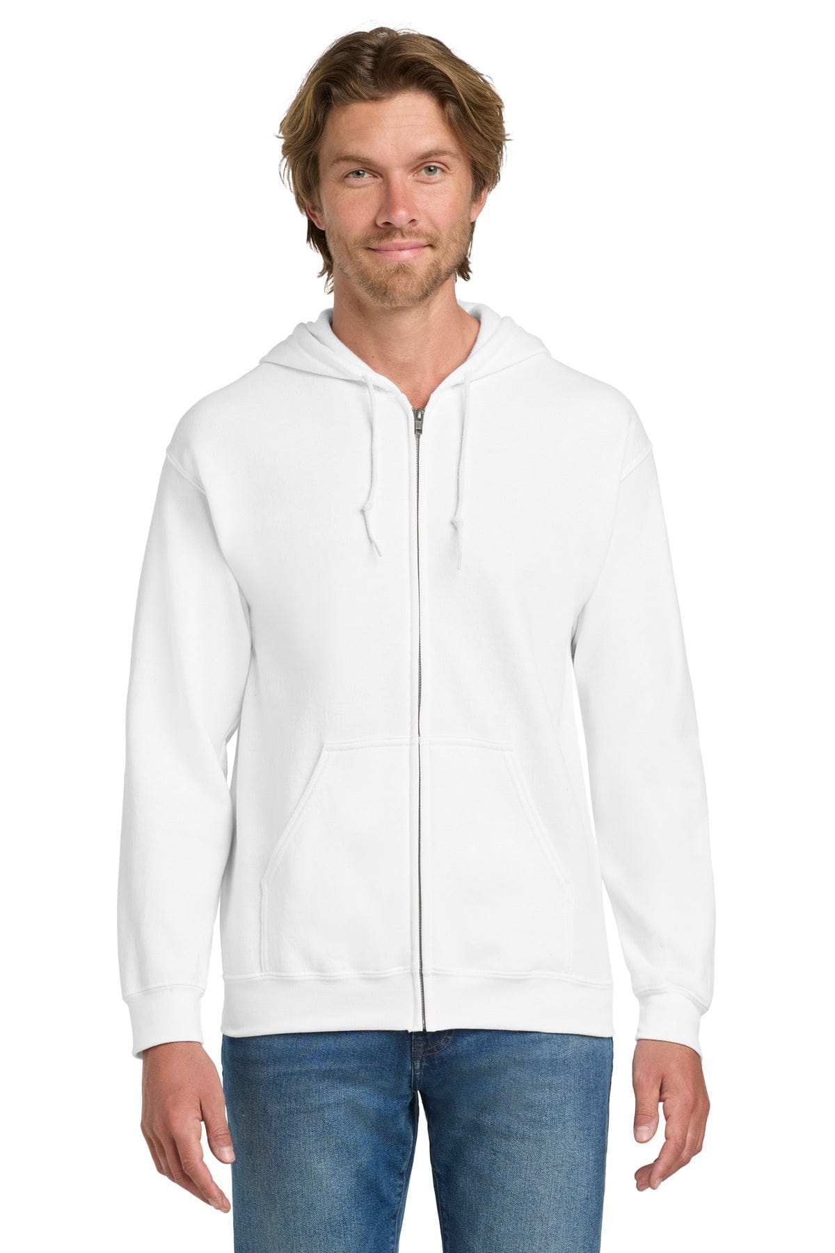 Gildan 18600 Heavy Blend Full-Zip Hooded Sweatshirt in White