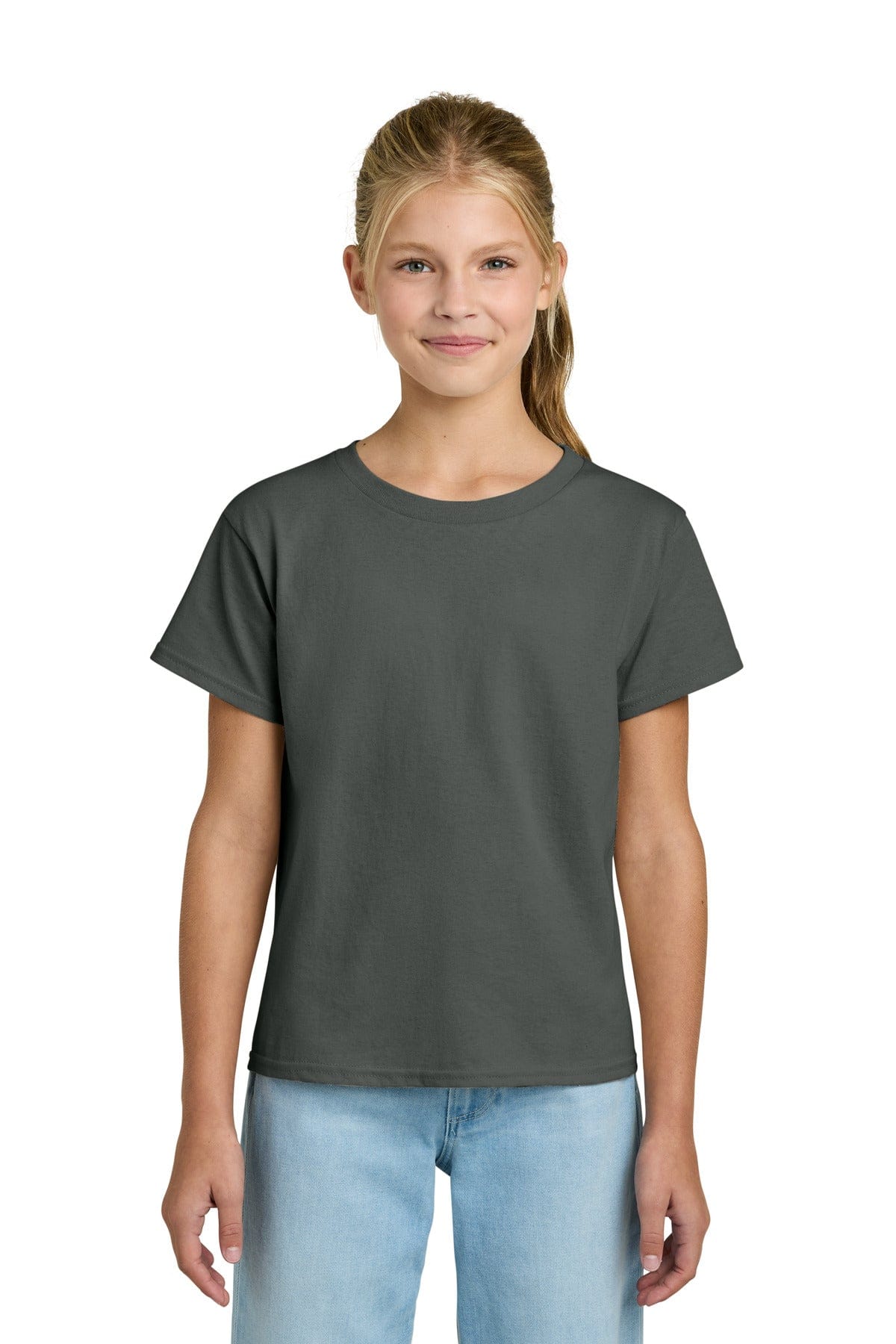 Gildan 3000B Youth Light Cotton Tee in Charcoal